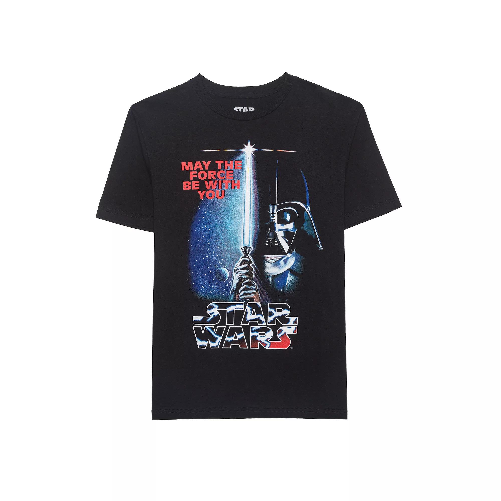 Men's Star Wars Darth Vader Saber "May the Force" Classic Graphic T-Shirt, Size: Small, Black Product Image