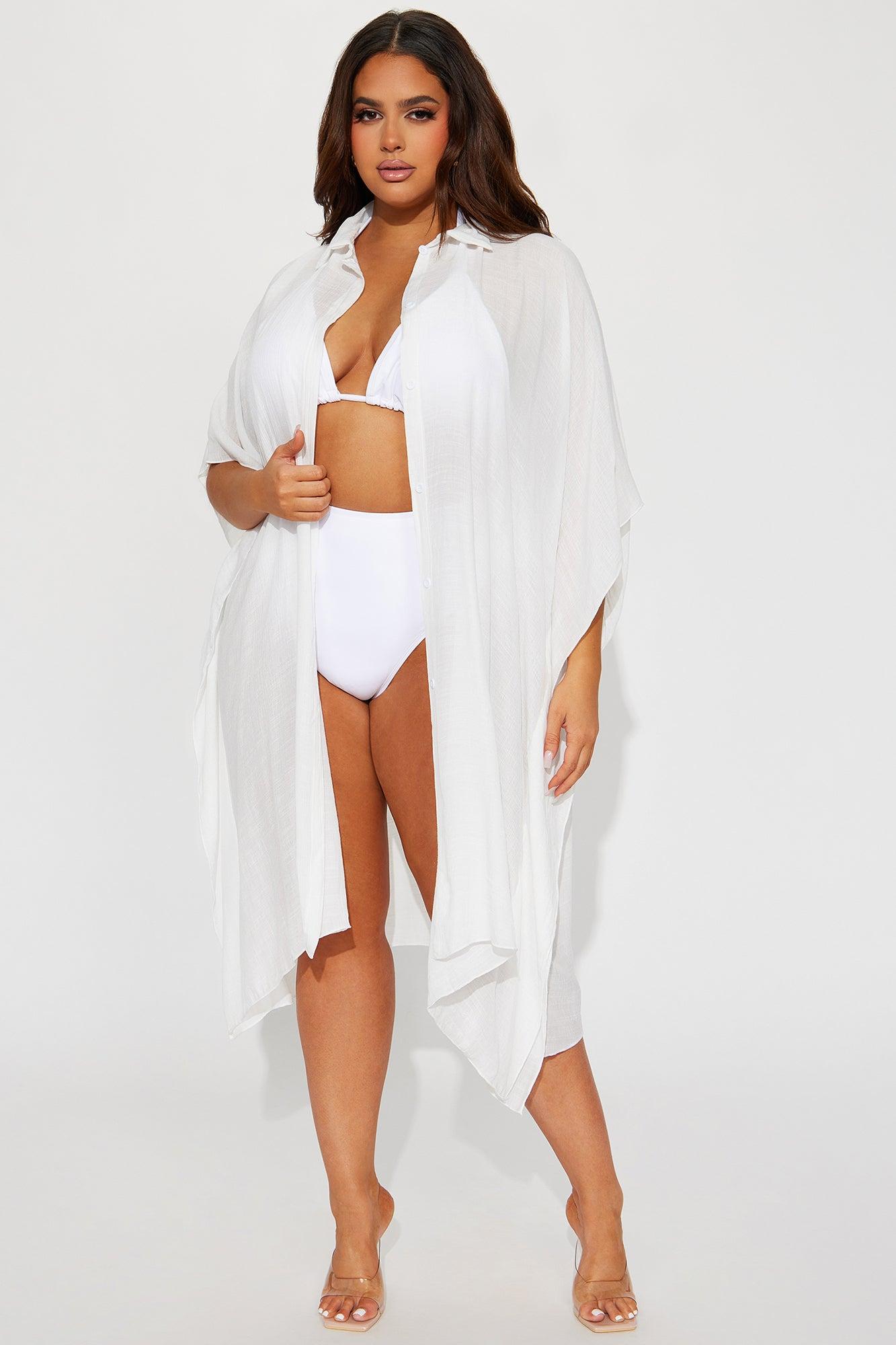 Megan Swim Cover Up Kimono - White Product Image