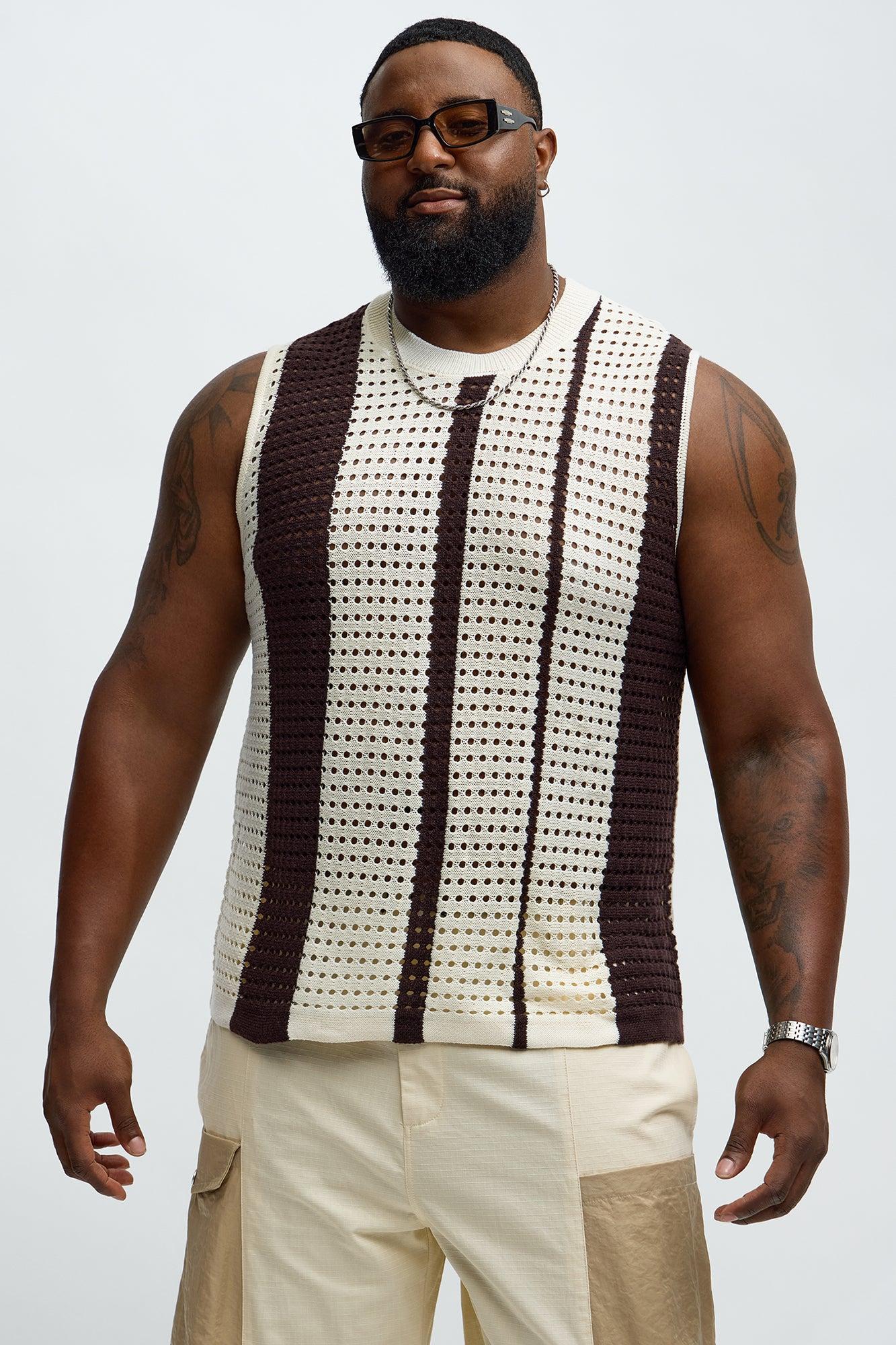 Multistriped Knit Muscle Tee - Cream/combo Product Image