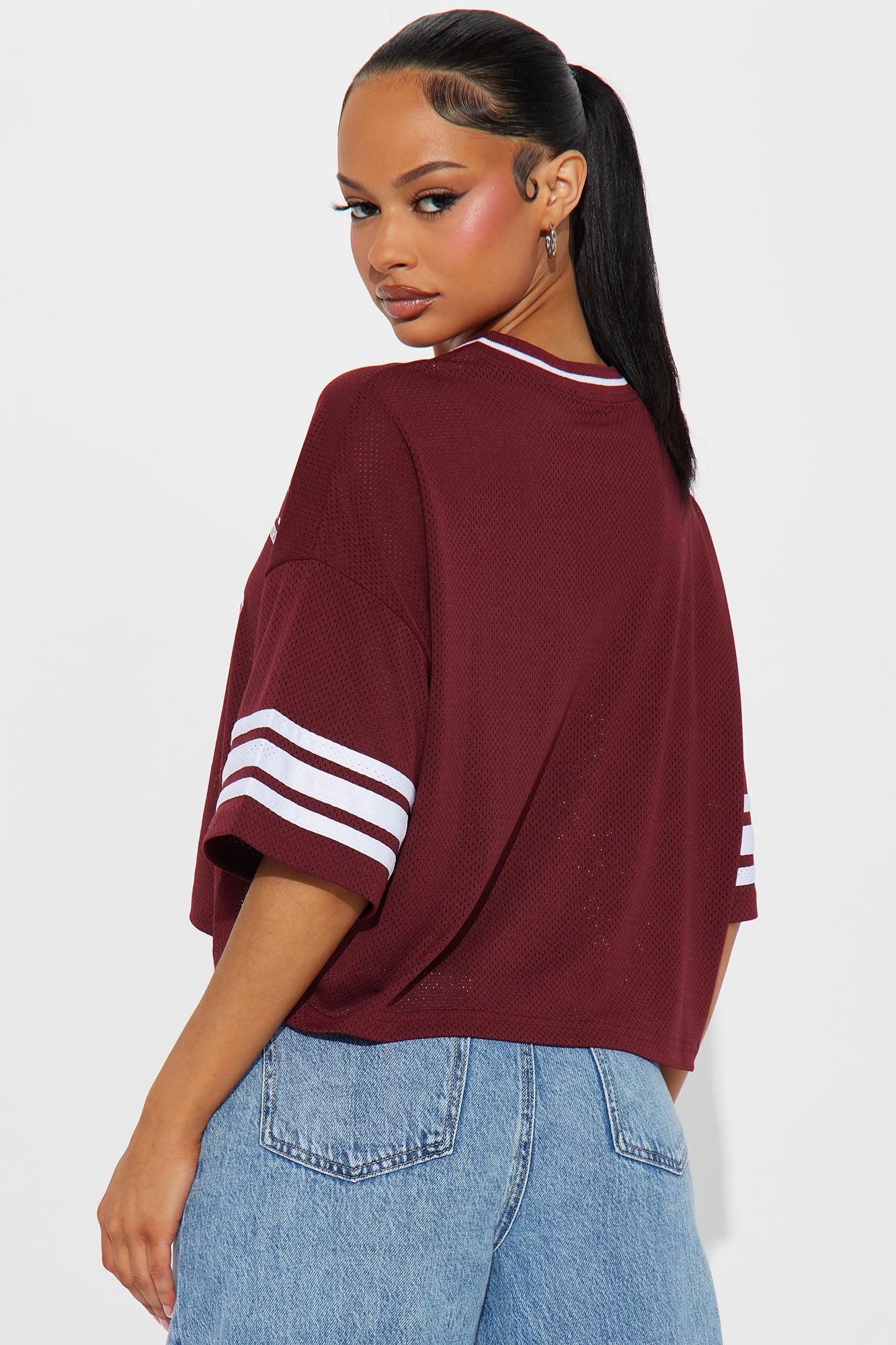 Brooklyn Cropped Jersey Tee - Burgundy Product Image