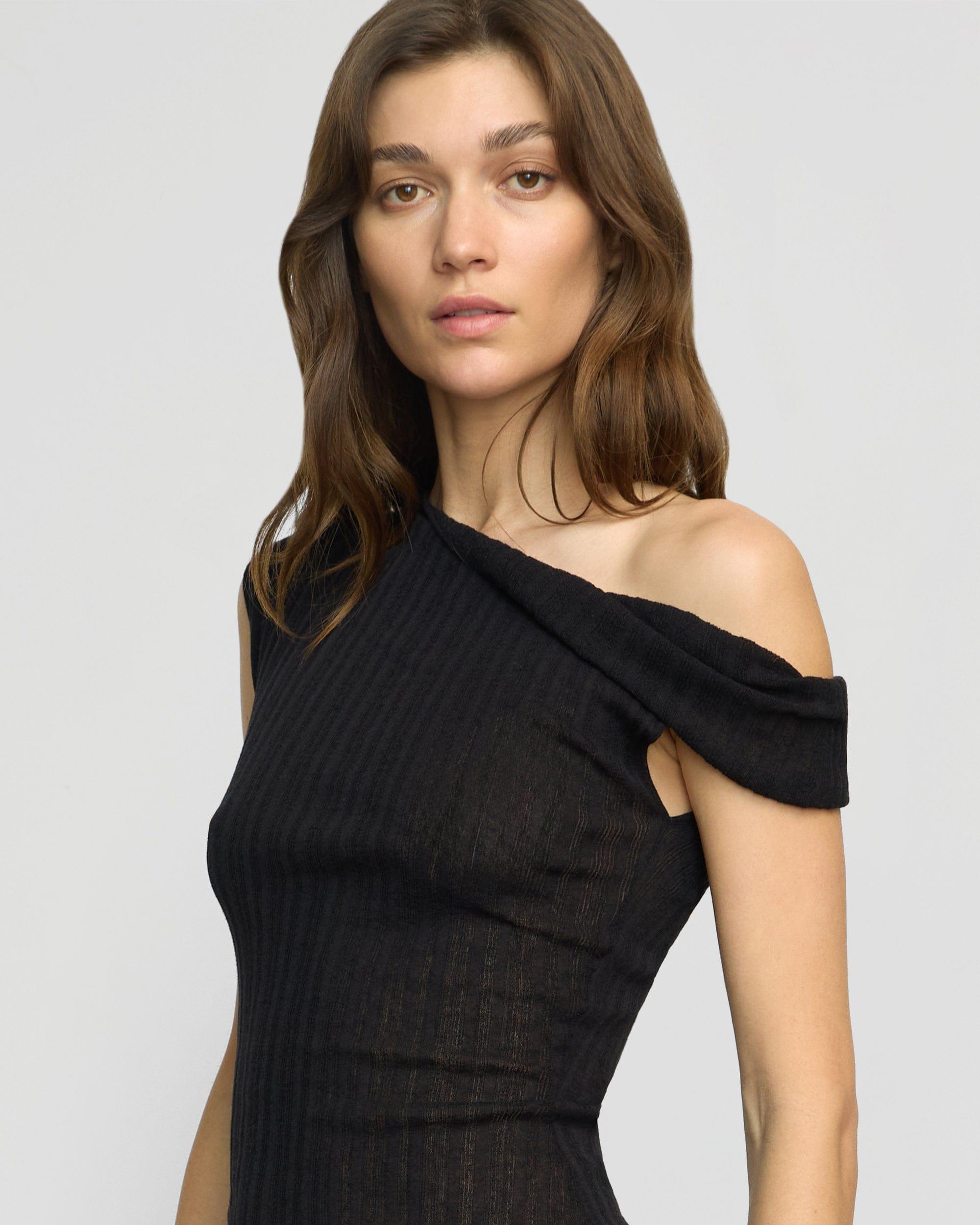 Saba Off-Shoulder Semi-Sheer Knit Top Product Image