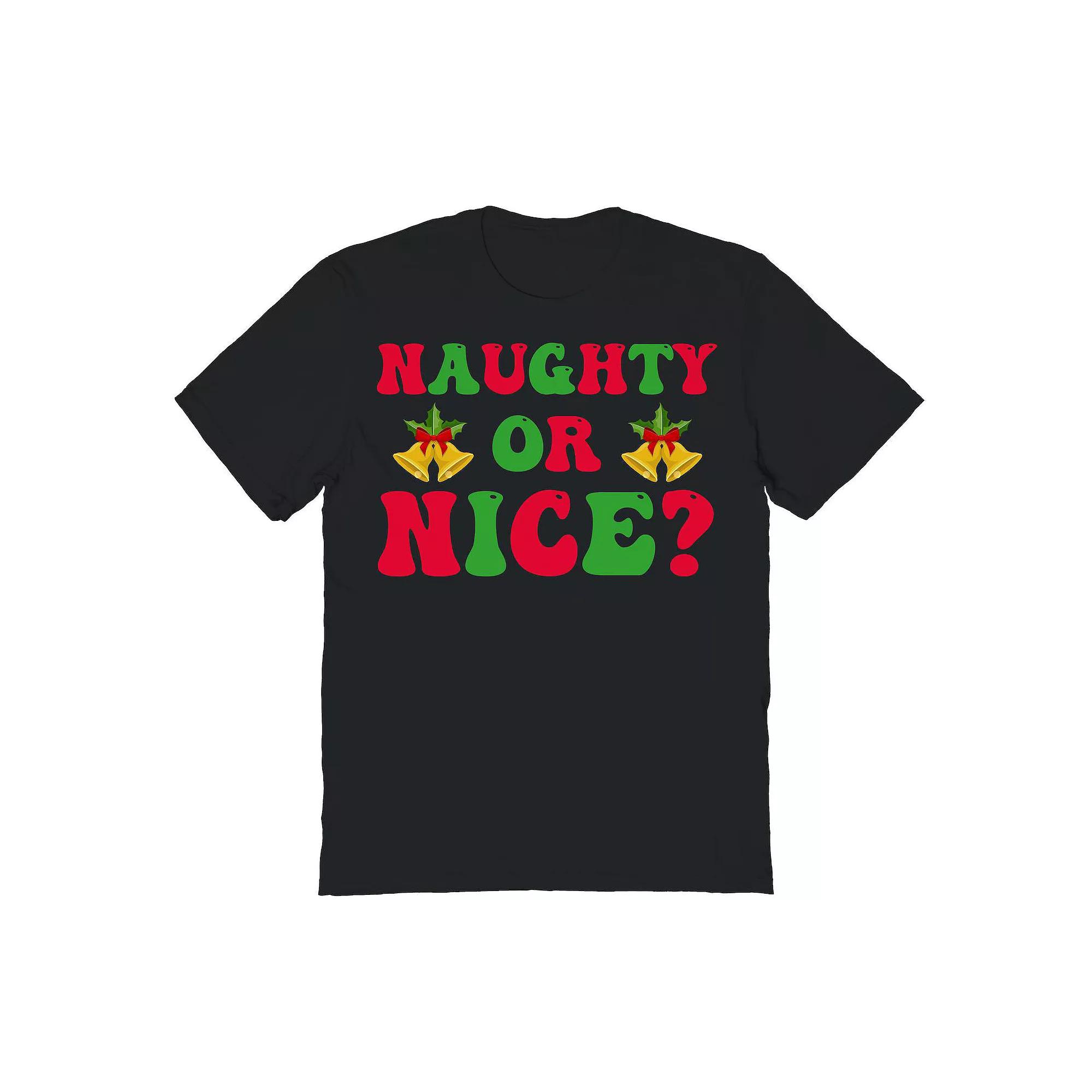 Men's Naughty Or Nice Christmas Graphic Tee, Adult Unisex,  Product Image