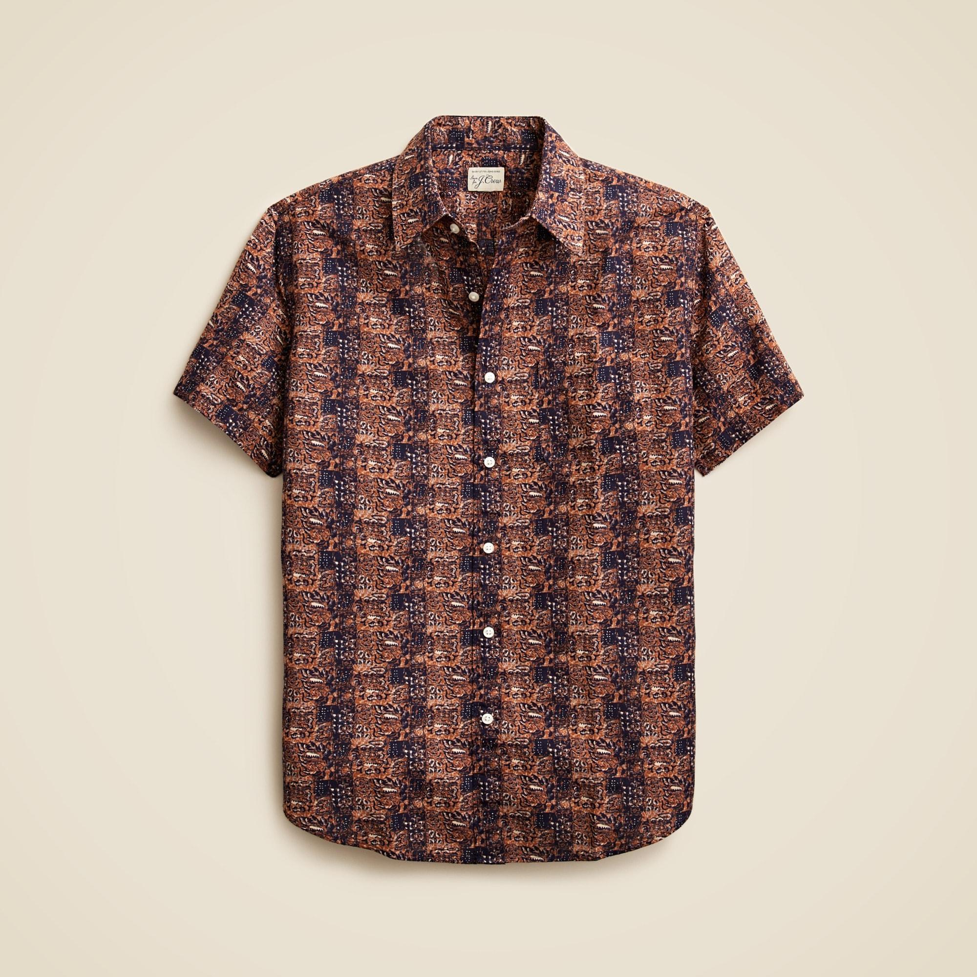Short-sleeve cotton-linen blend shirt in print Product Image