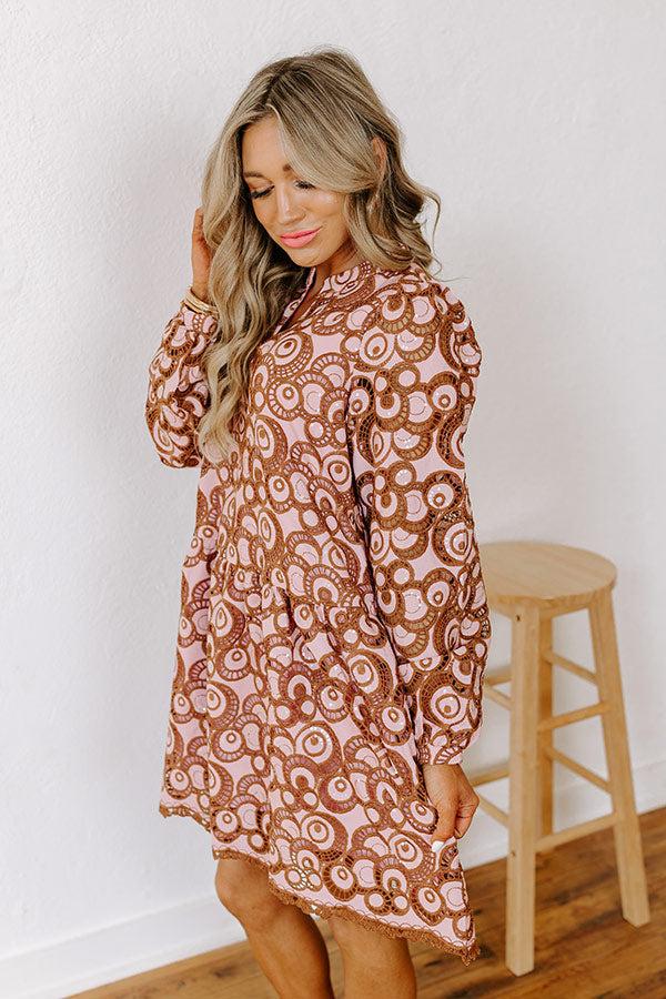 Fifth Avenue Embroidered Mini Dress in Blush Product Image