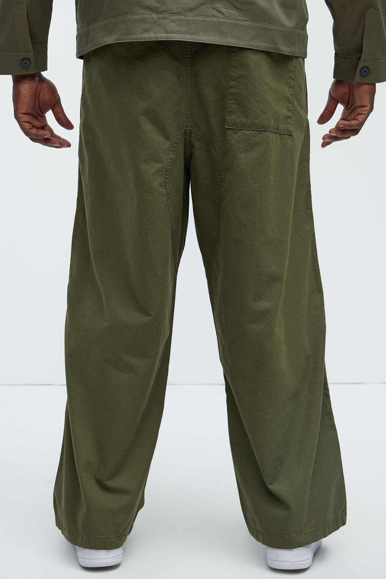 Barkley Belted Baggy Pants - Olive Product Image