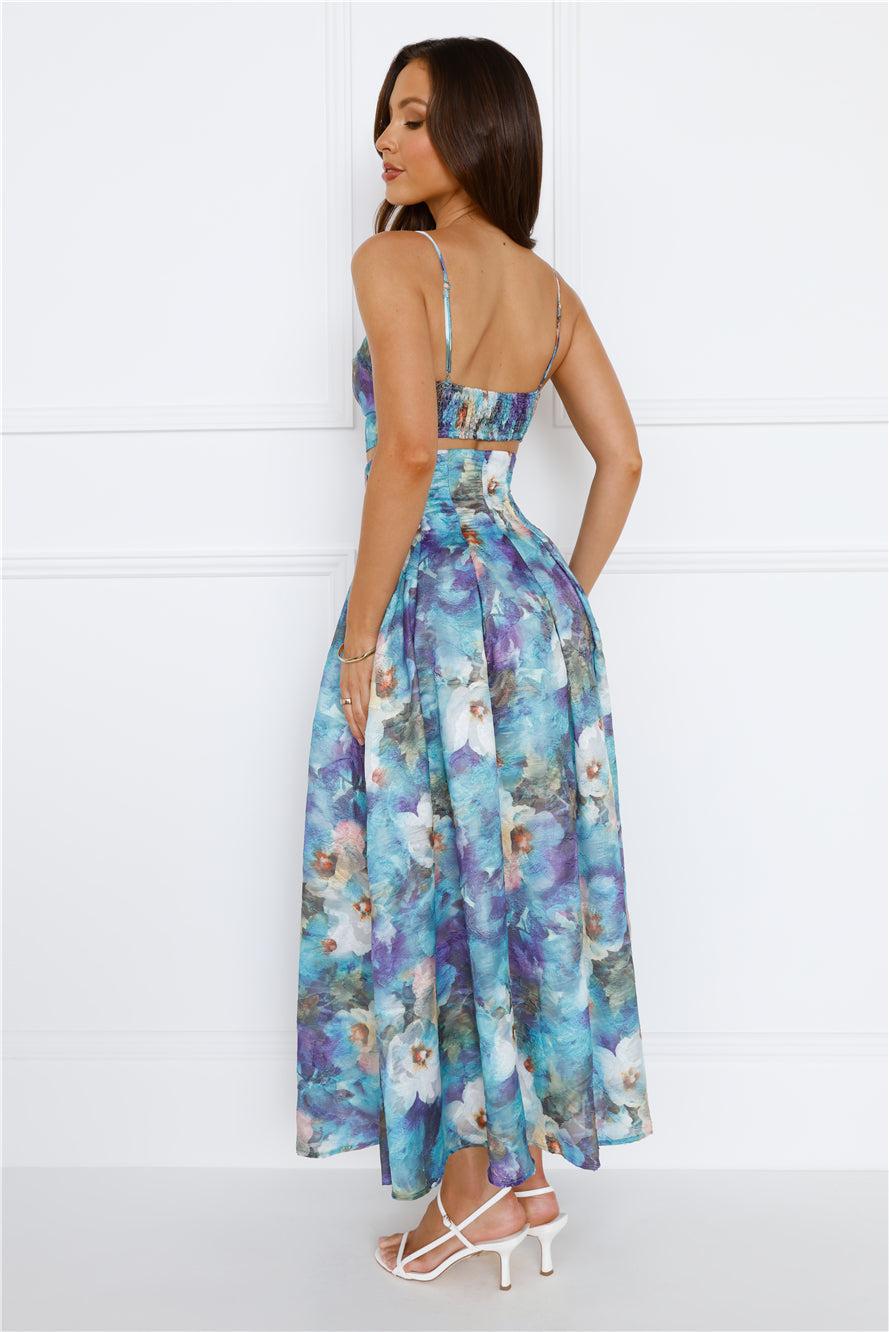 Unique Flare Crop Top Blue Product Image