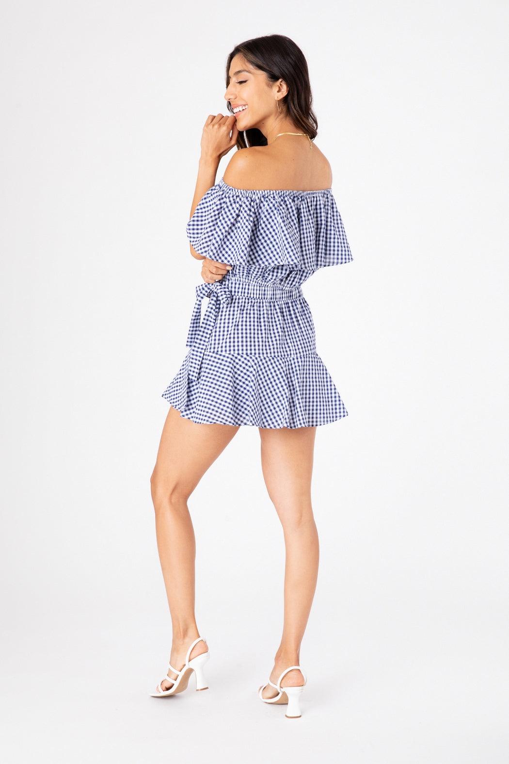 Navy Check Agnes Skirt Product Image