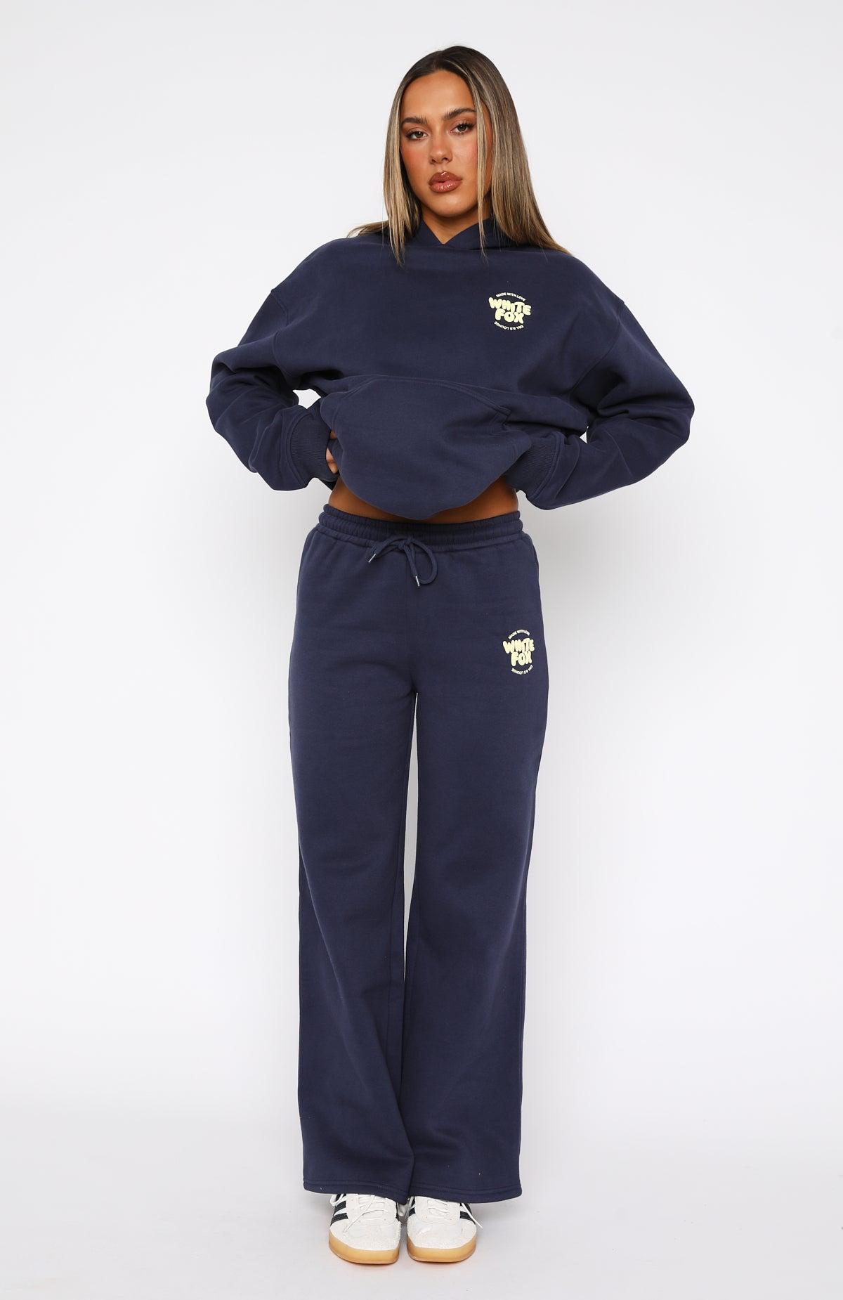 With Love For You Wide Leg Sweatpants Navy Product Image