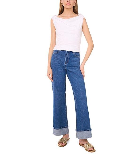 1. STATE Knit Boat Neck Sleeveless Ruched Top Product Image