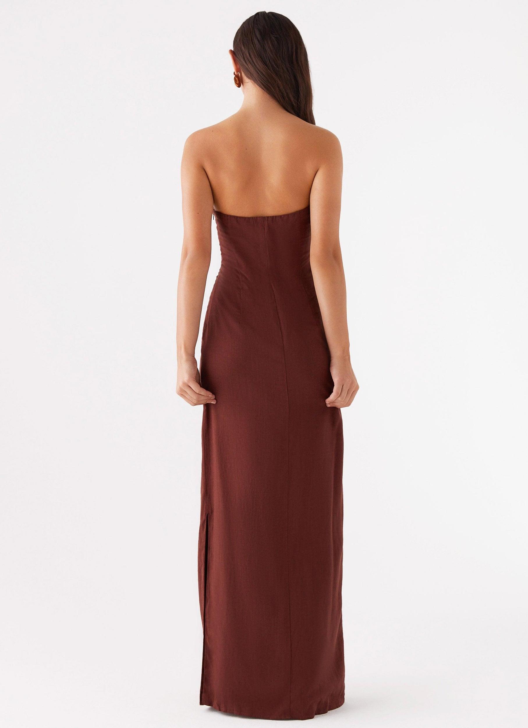 Esra Strapless Maxi Dress - Chocolate Product Image