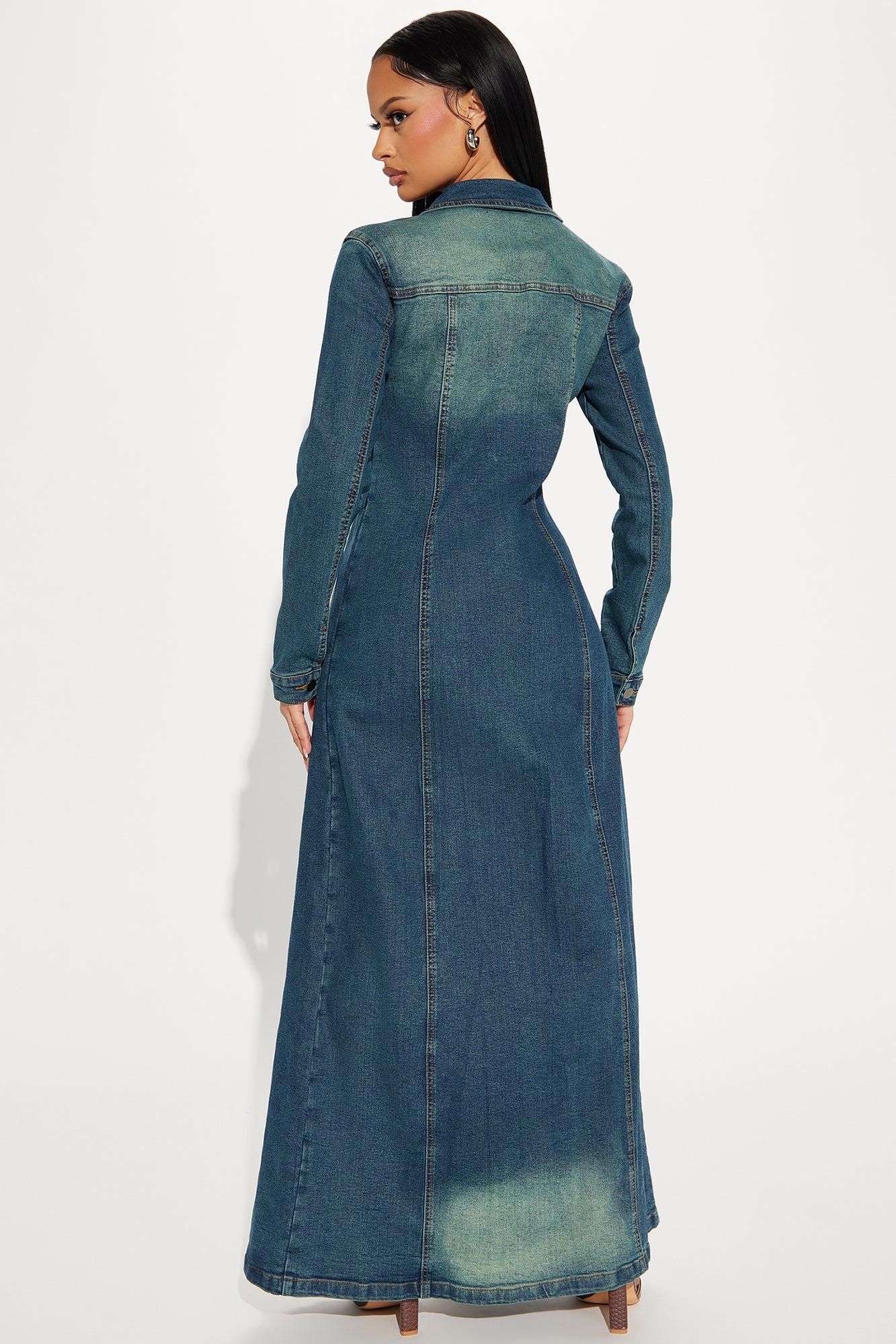 Follow My Lead Denim Trench - Dark Wash Female Product Image