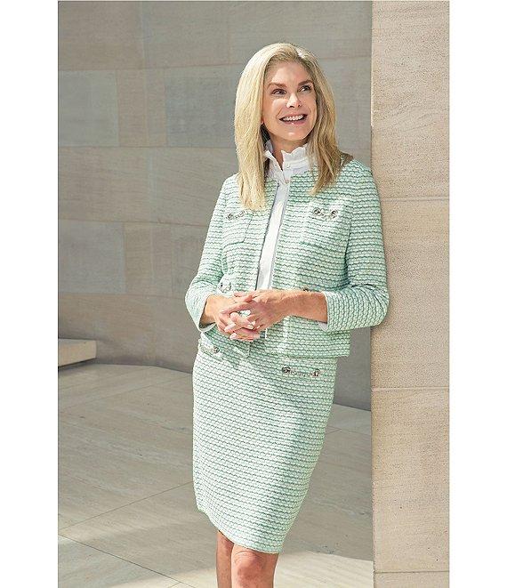 Ming Wang x Tanya Foster Textured Stitch Knit Chain Trim Pull-On Skirt Product Image