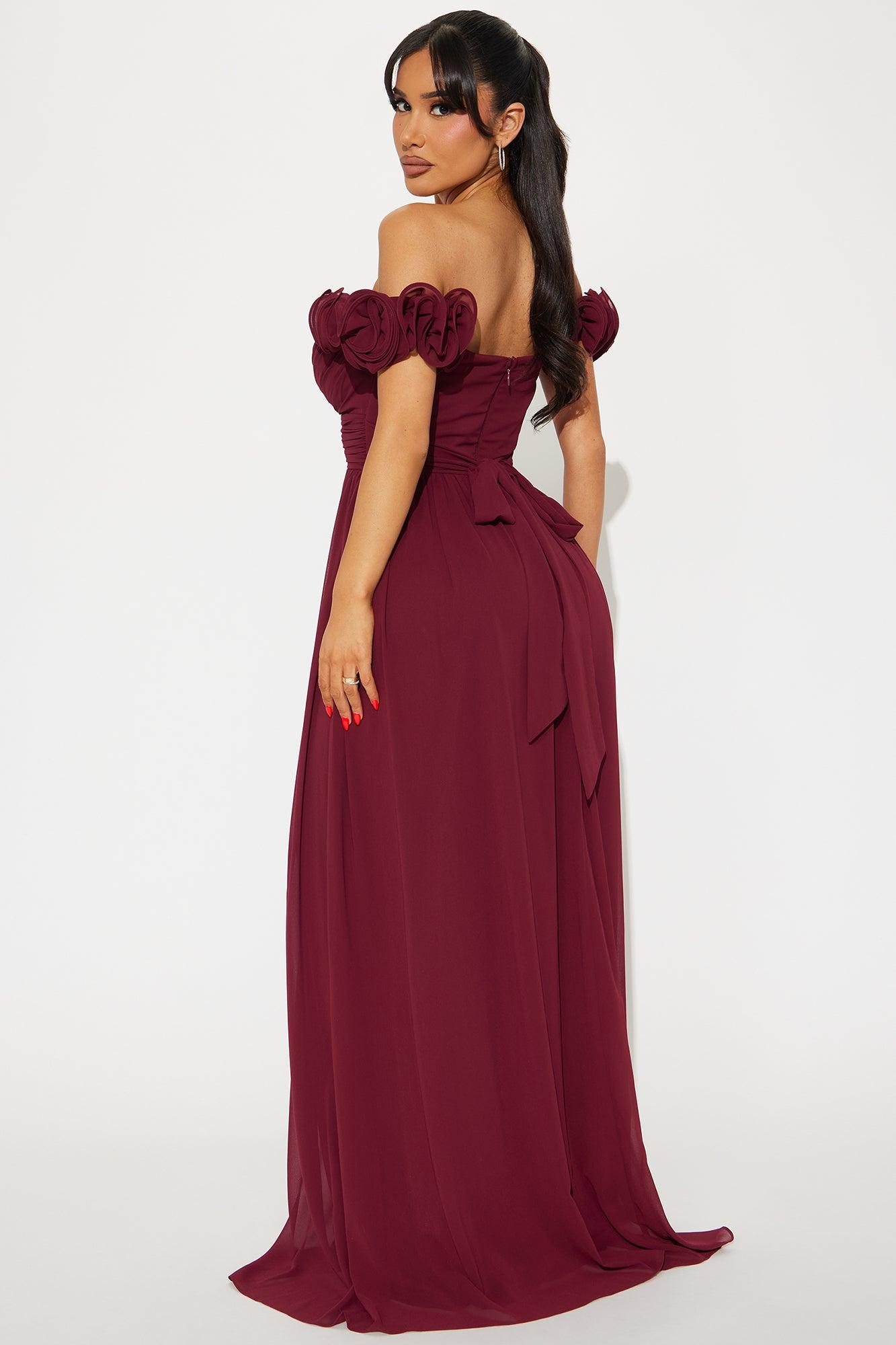 Valerie Chiffon Maxi Dress - Wine Product Image