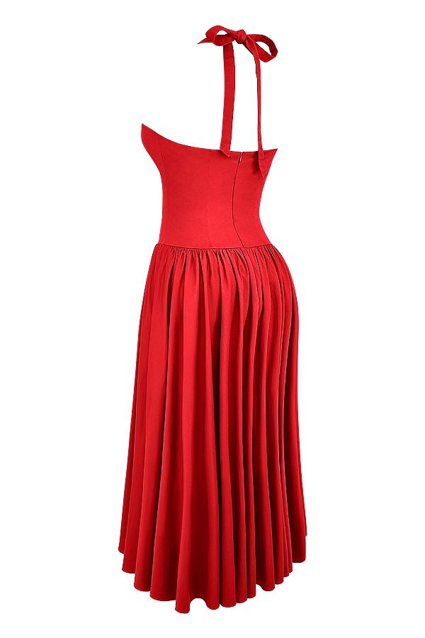 Coquette  scarlet halter midi dress Product Image