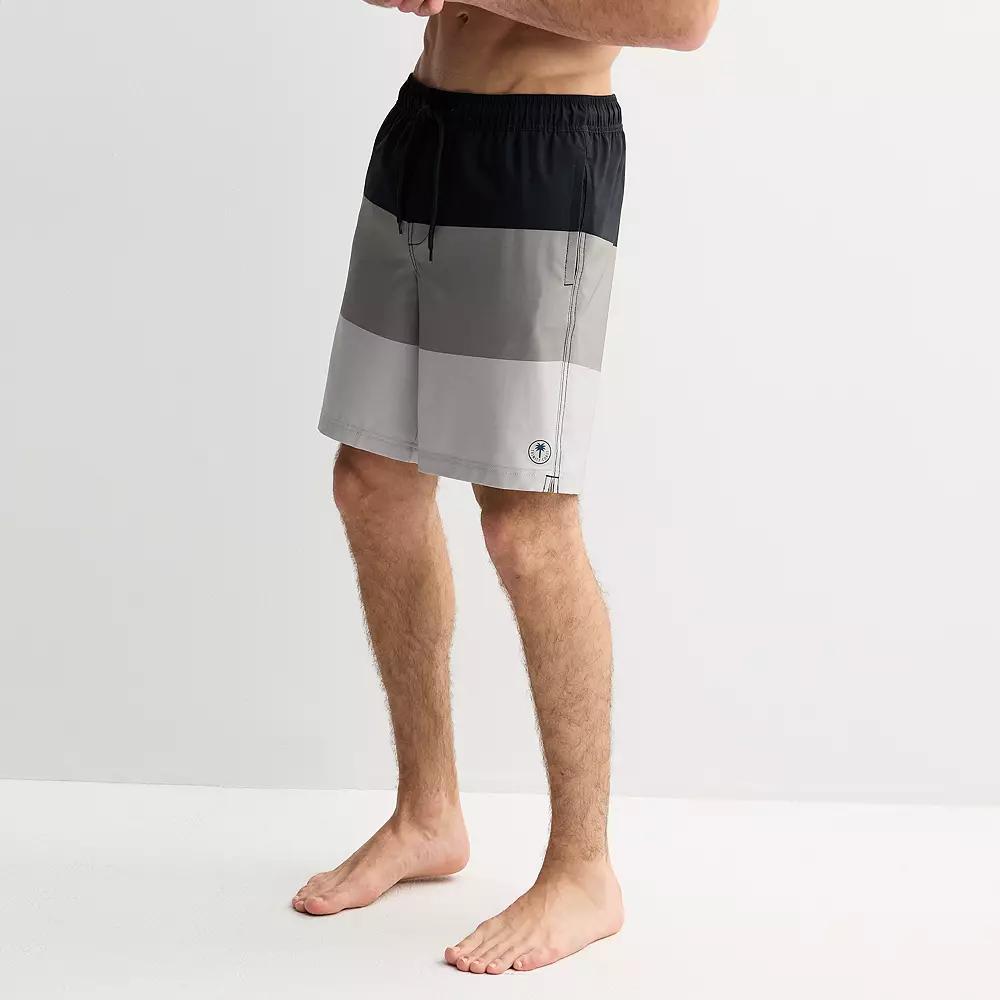 Men's Trinity Coast 9" Colorblock Swim Trunks, Size: XS 9 IN, Black Product Image
