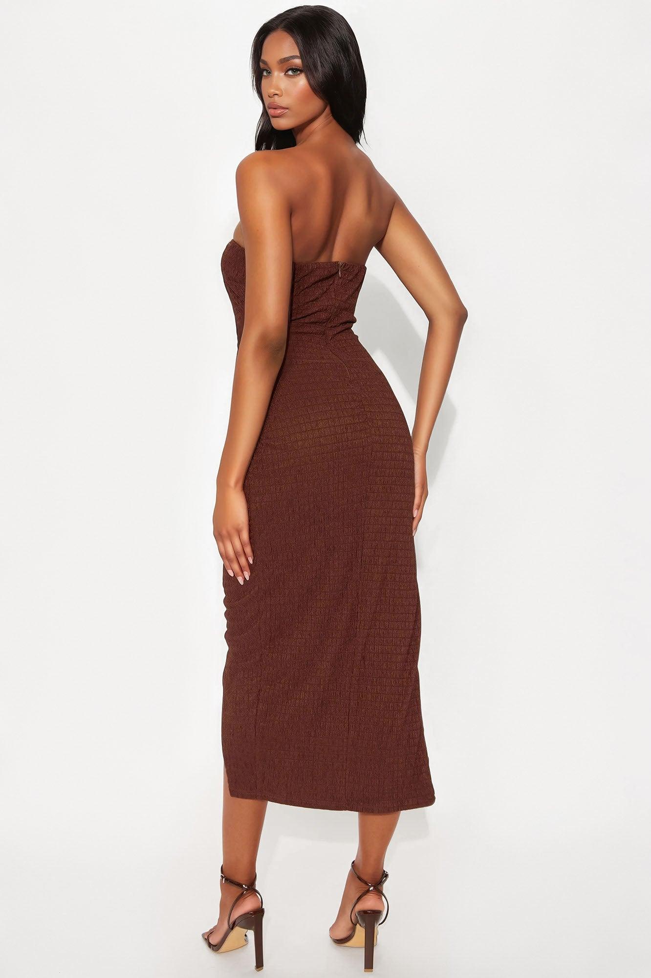 Alicia Textured Jacquard Maxi Dress - Chocolate Female Product Image