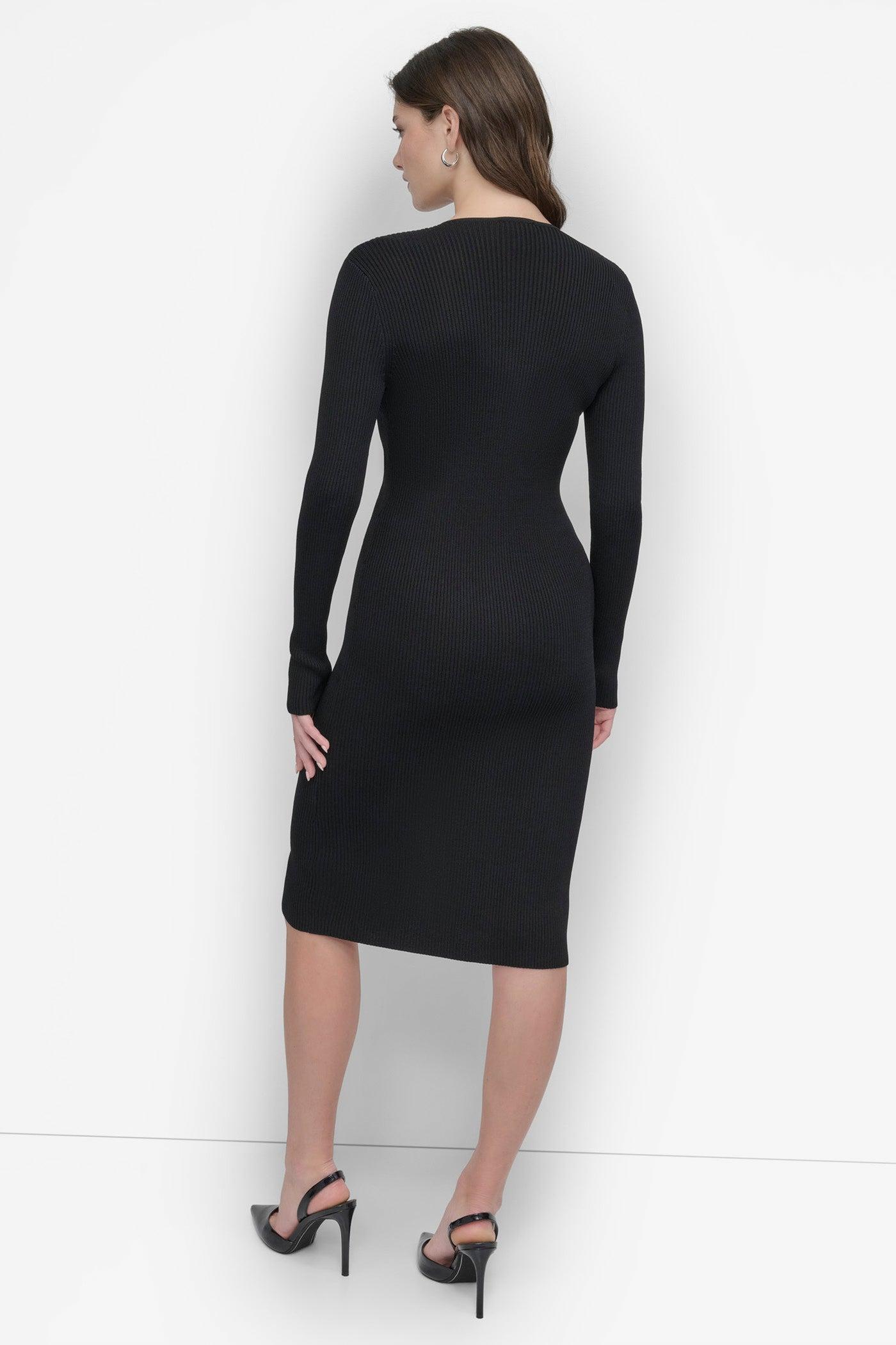 LONG SLEEVE ZIP FRONT SWEATER DRESS Product Image