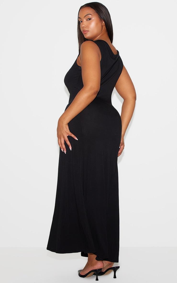 Black Soft Touch Asymmetric Panelled Maxi Dress Product Image