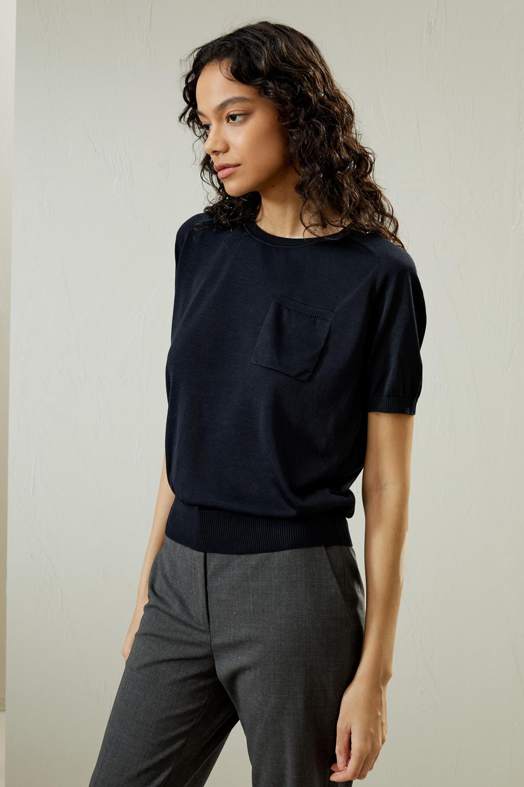 Basic Silk Crewneck T-shirt Product Image
