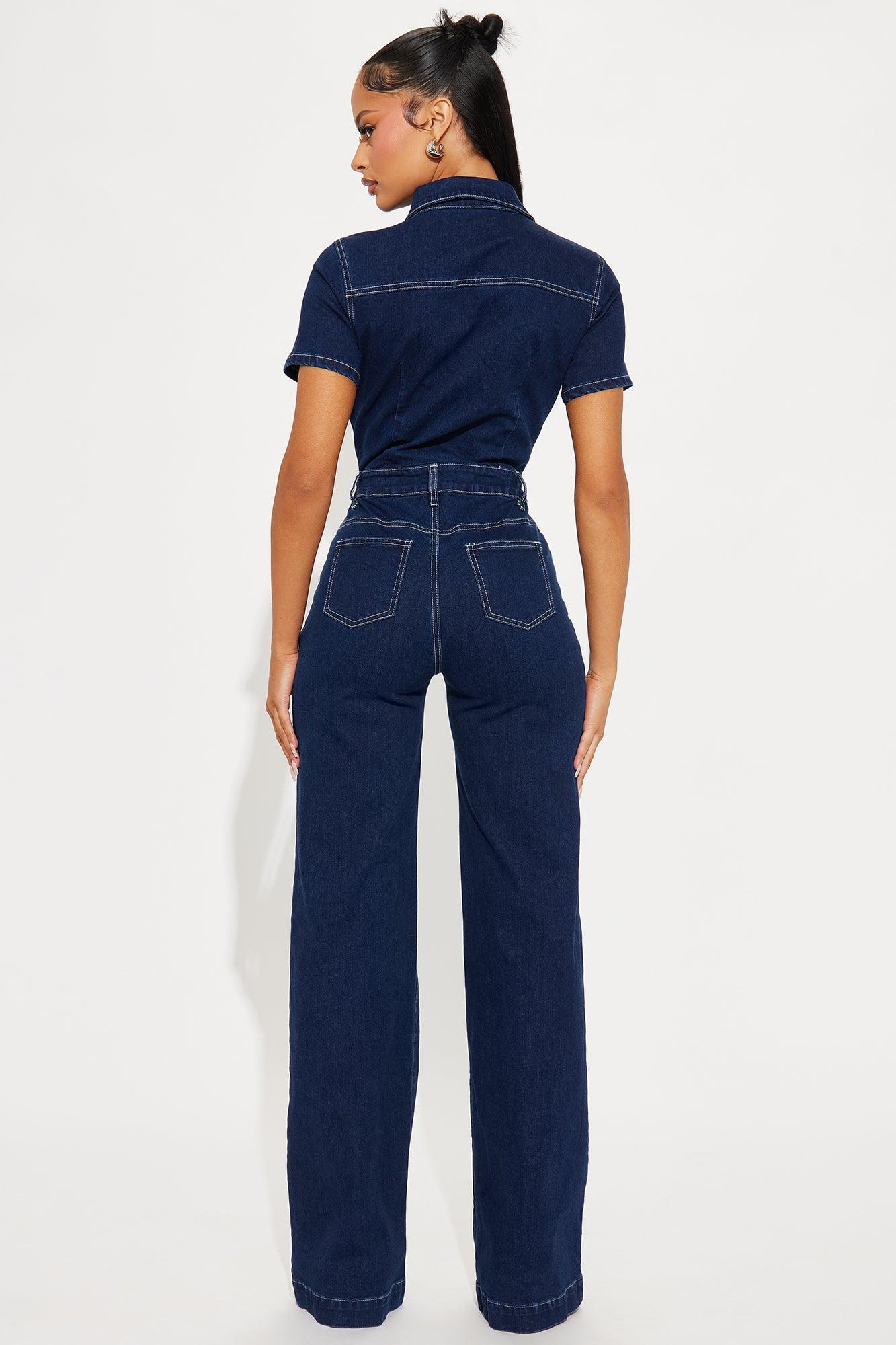 Adrianna Denim Jumpsuit - Dark Wash Product Image