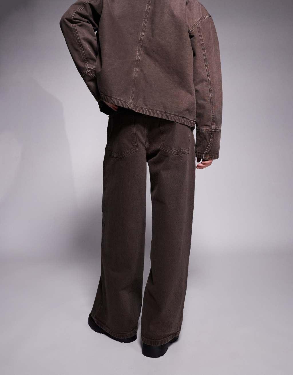 ASOS DESIGN super baggy pants in brown twill Product Image