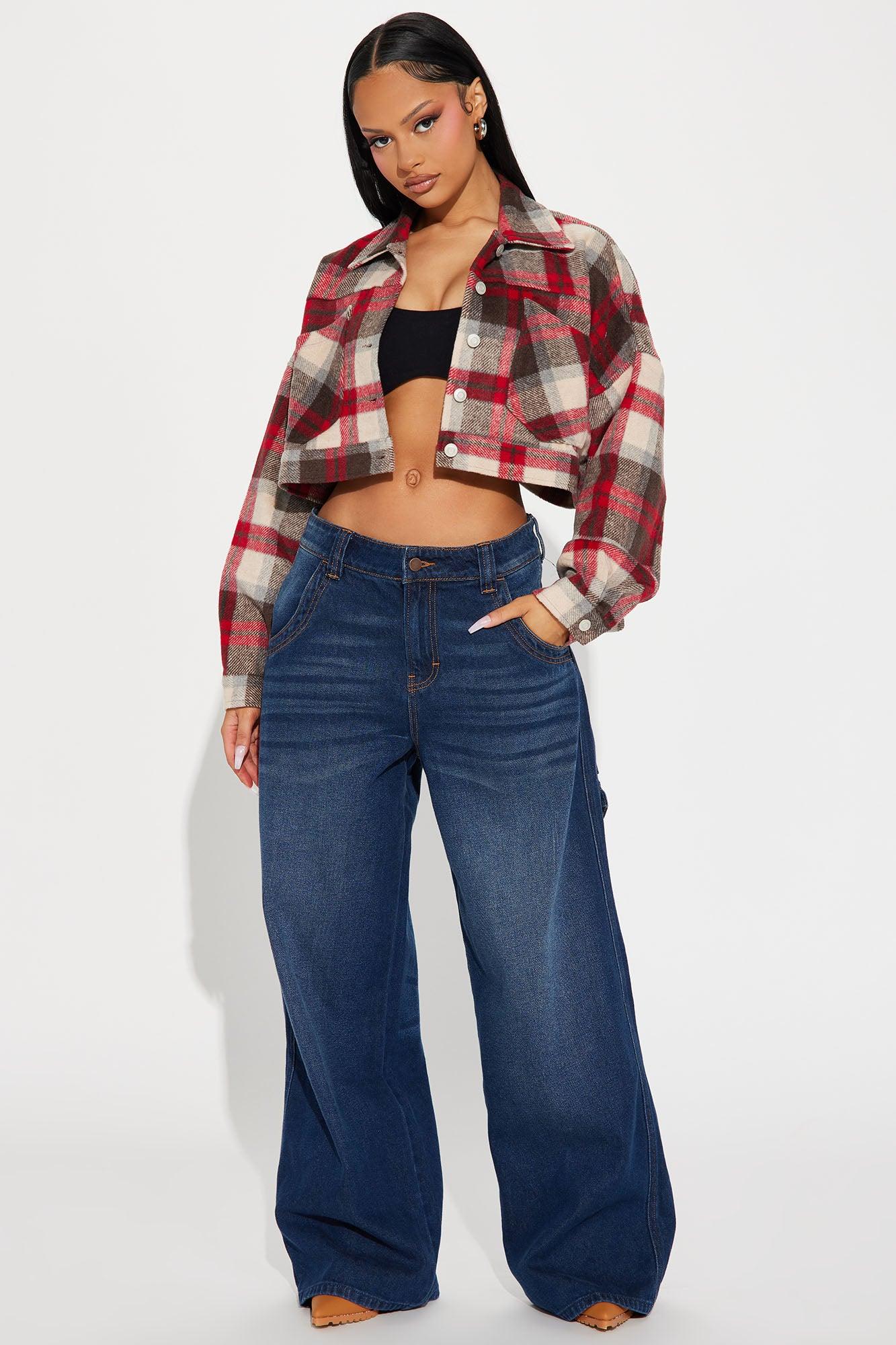 Getting Caught Up Plaid Jacket - Red/combo Product Image