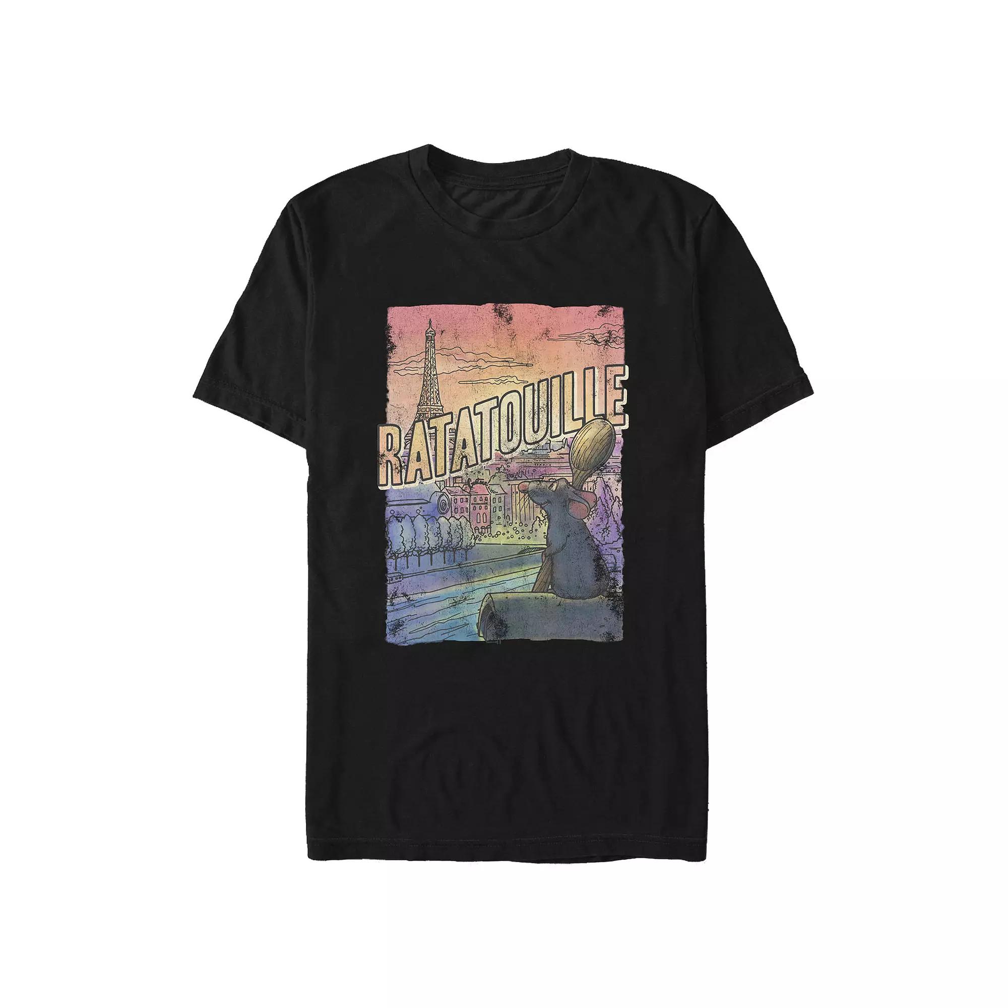 Disney / Pixar's Ratatouille Remi Overlooking Paris Men's Graphic Tee, Size: XXL, Black Product Image