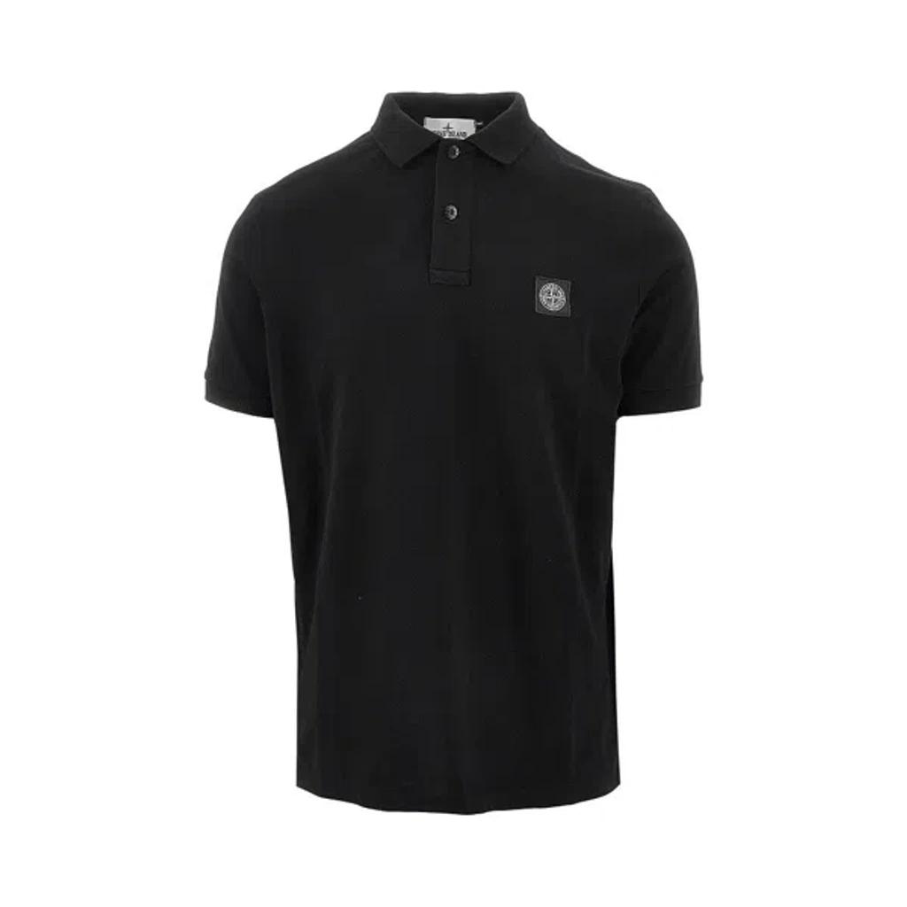 STONE ISLAND Mens Black Brand-patch Regular-fit Stretch-cotton Polo Shirt Xl Product Image