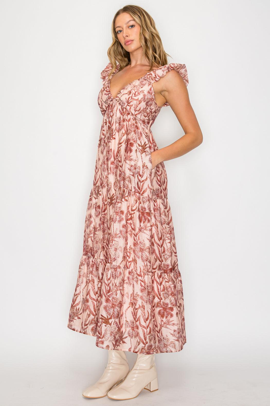 Floral Whimsy Sleeveless Maxi Dress Product Image