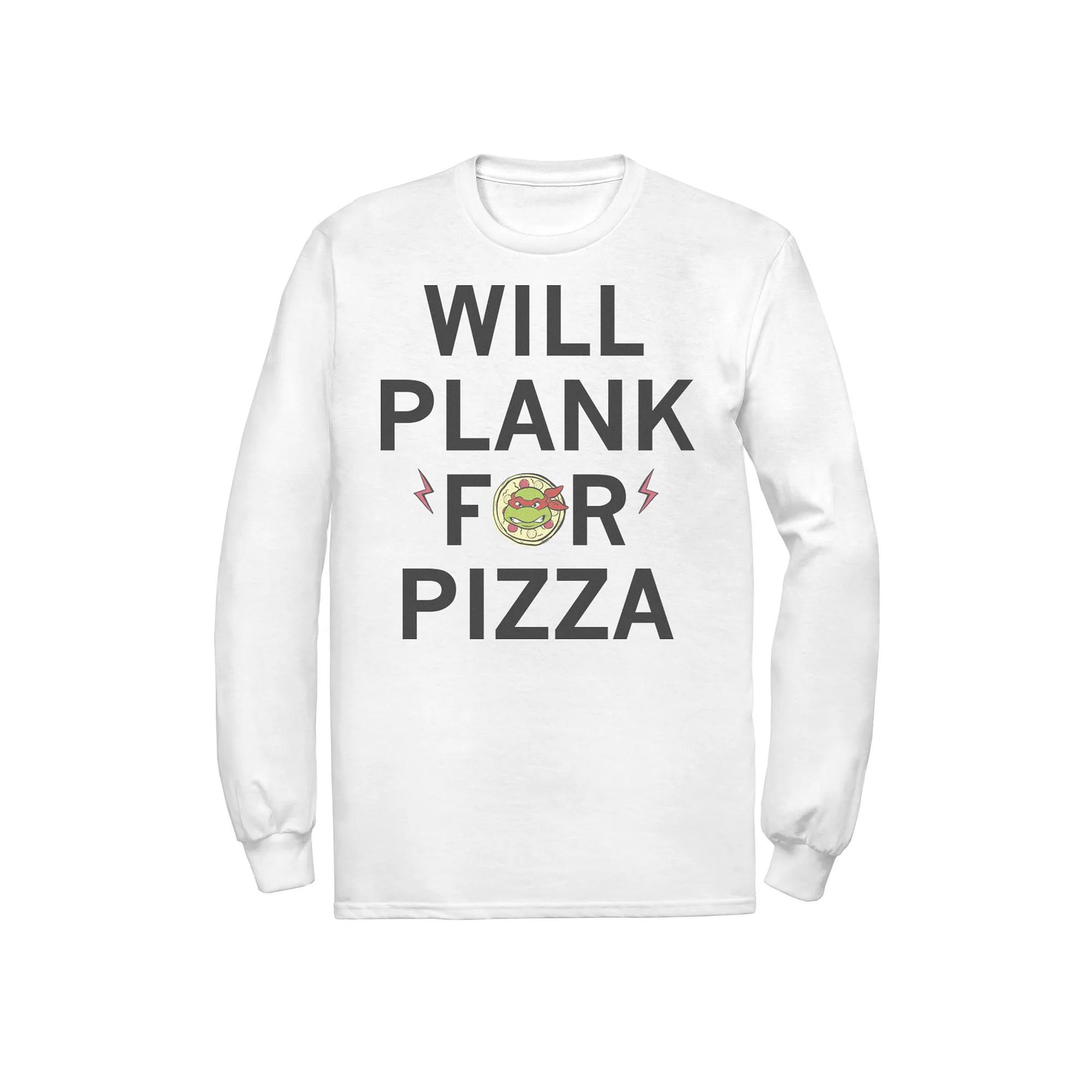 Men's Ninja Turtles Will Plank For Pizza Long Sleeve Tee, Size: XL, White Product Image