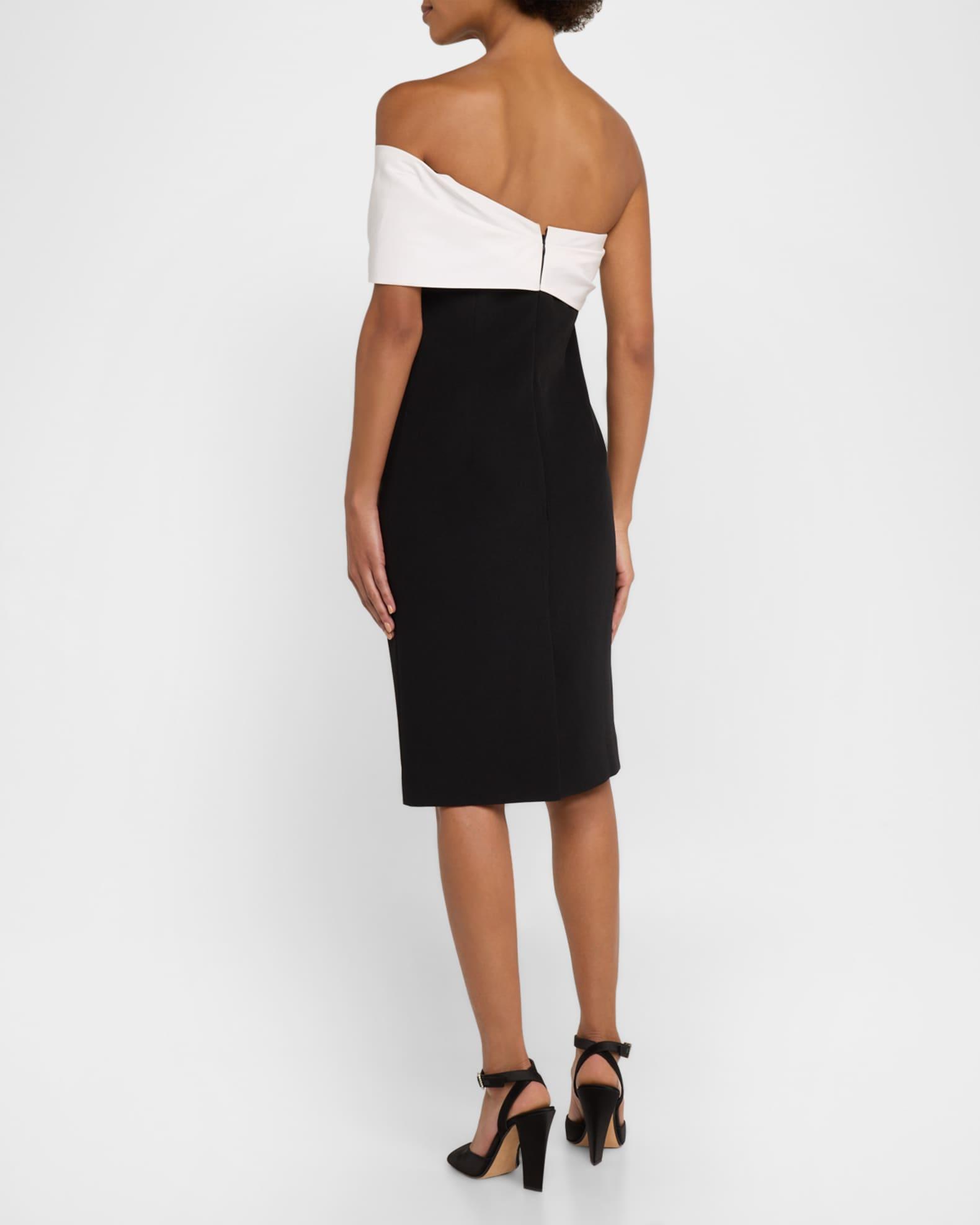 Off-Shoulder Crepe & Taffeta Dress Product Image