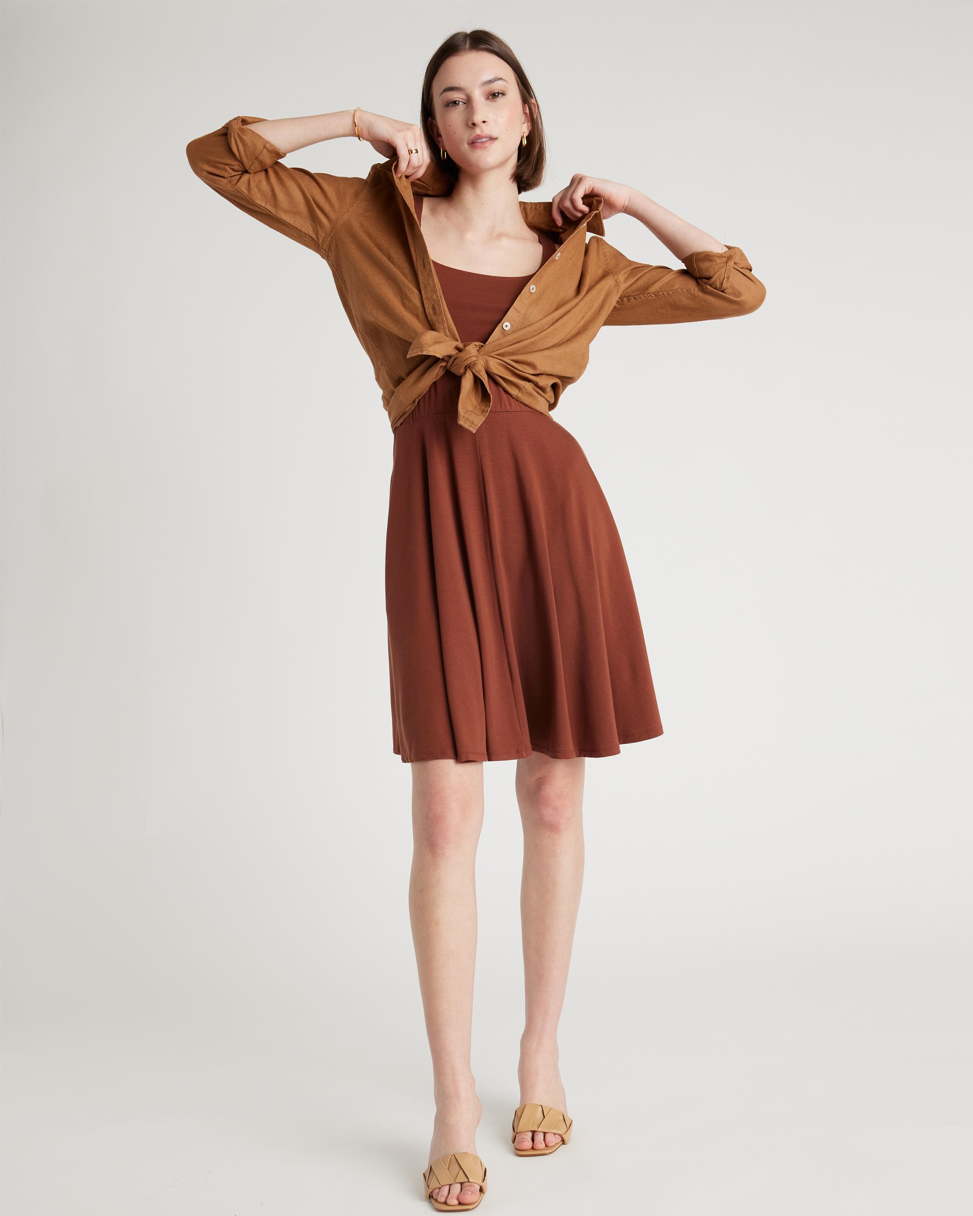 Quince | Women's Tencel Jersey Fit & Flare Mini Dress Size XS Product Image