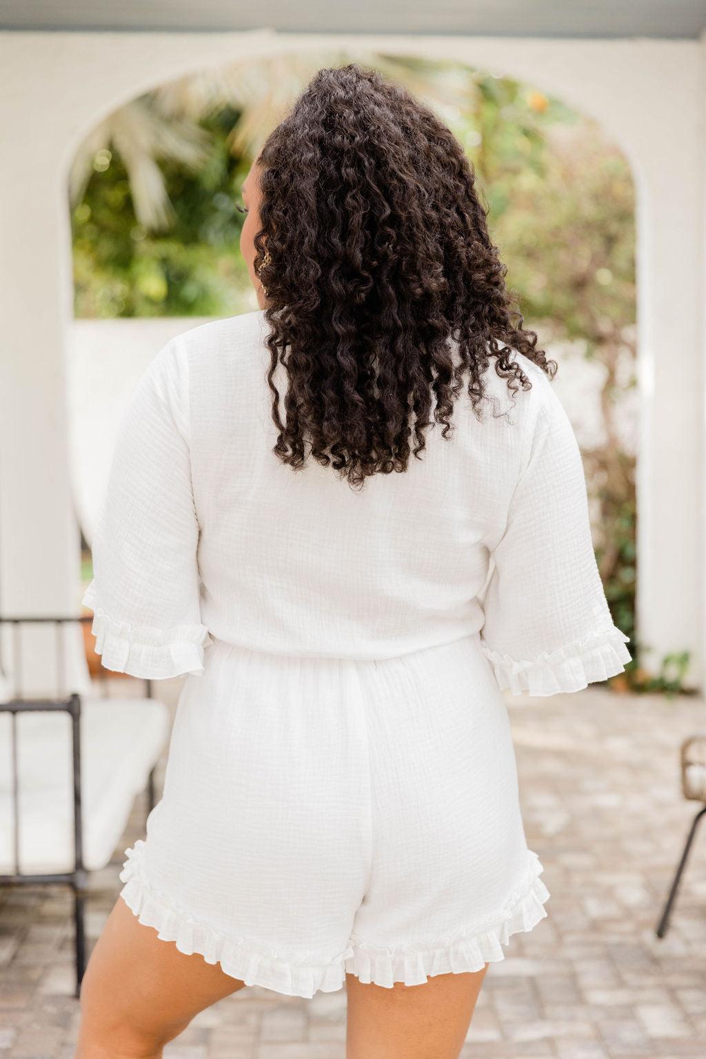 Walk In The Park White Gauze Tie Romper FINAL SALE Product Image