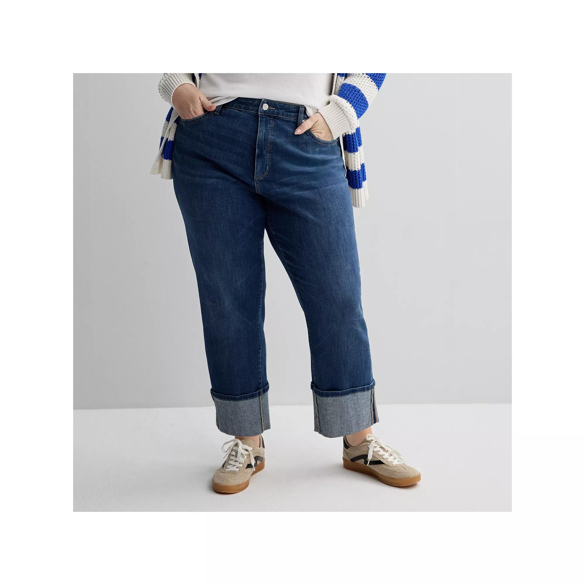 Plus Size Sonoma Goods For Life® Straight Cuff Jeans, Women's, Size: 22 W, Medium Blue Product Image