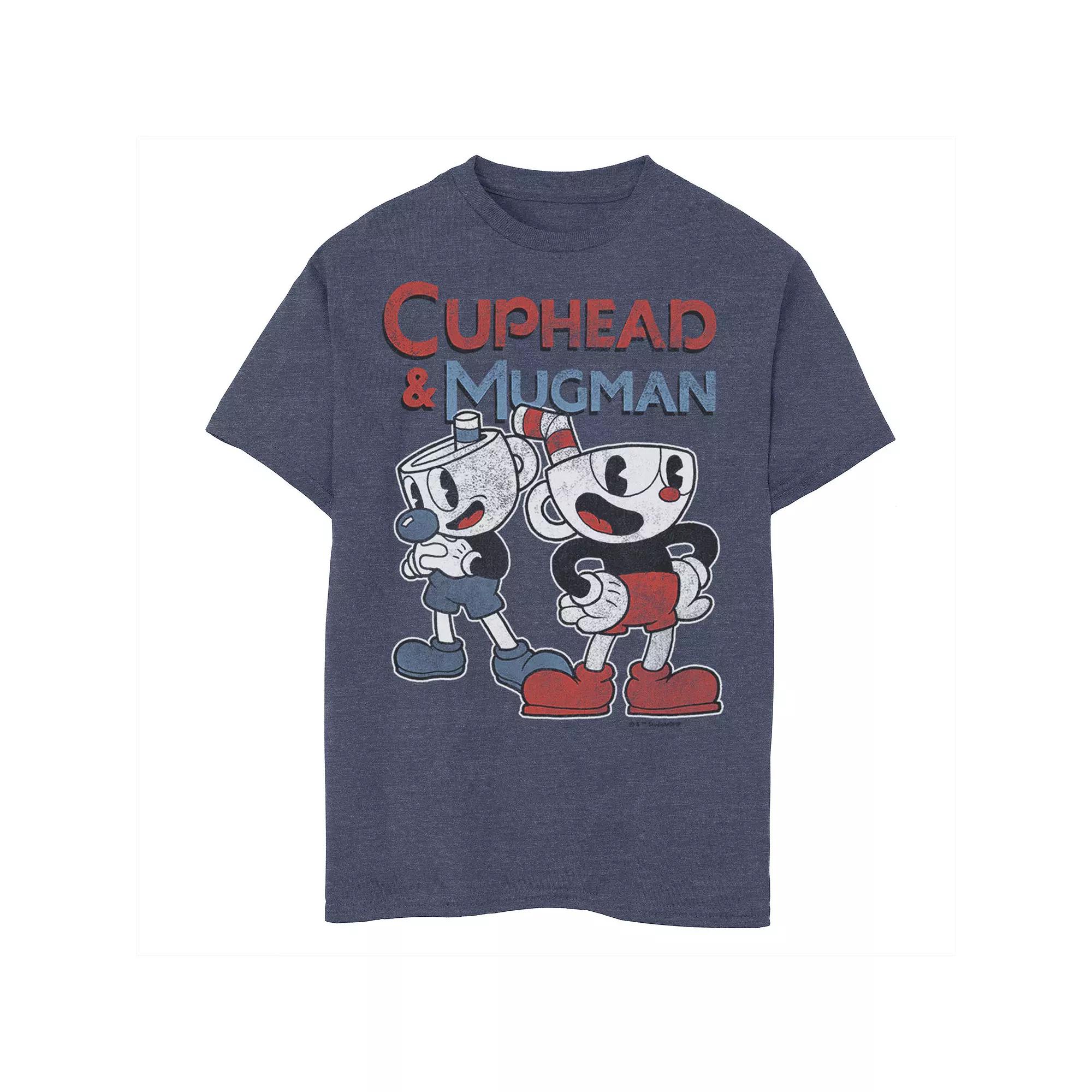 Boys 8-20 Cuphead and Mugman Dynamic Duo Tee, Boy's, Size: Large, Navy Grey Product Image