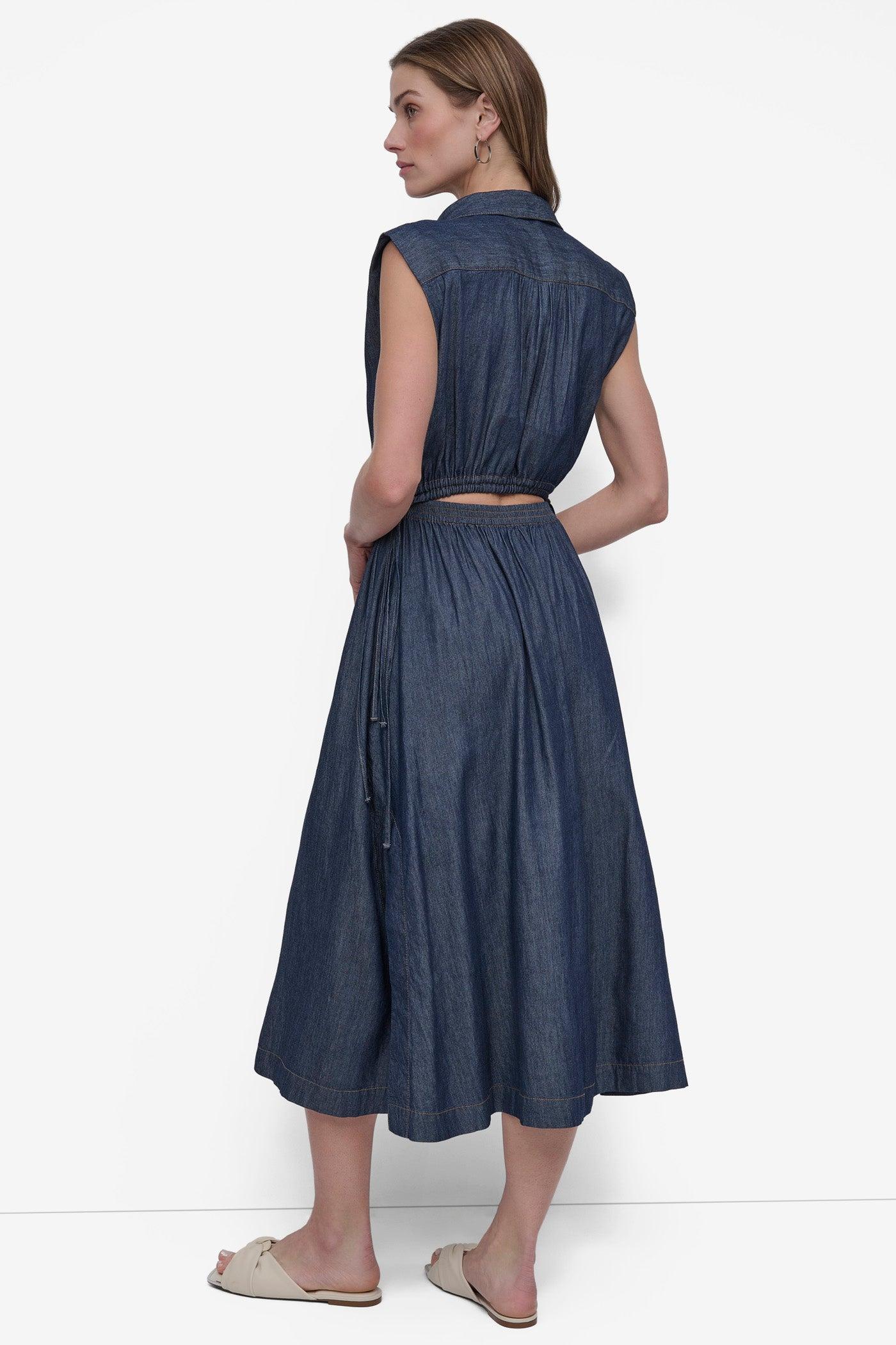 HIGH-SPLIT MIDI SHIRT DRESS Product Image
