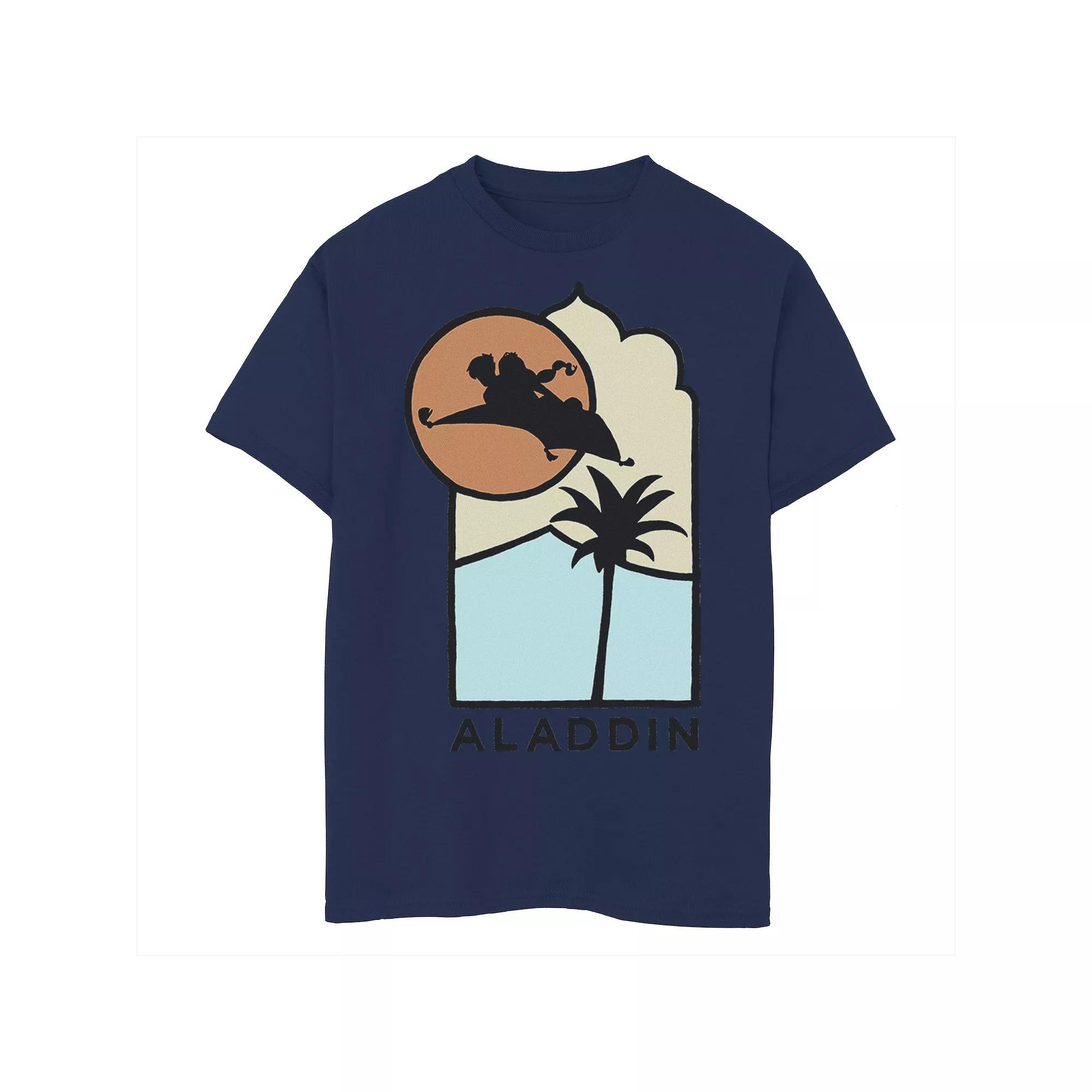 Men's Disney's Aladdin Live Action Carpet Ride Line Art Logo Tee,  Product Image