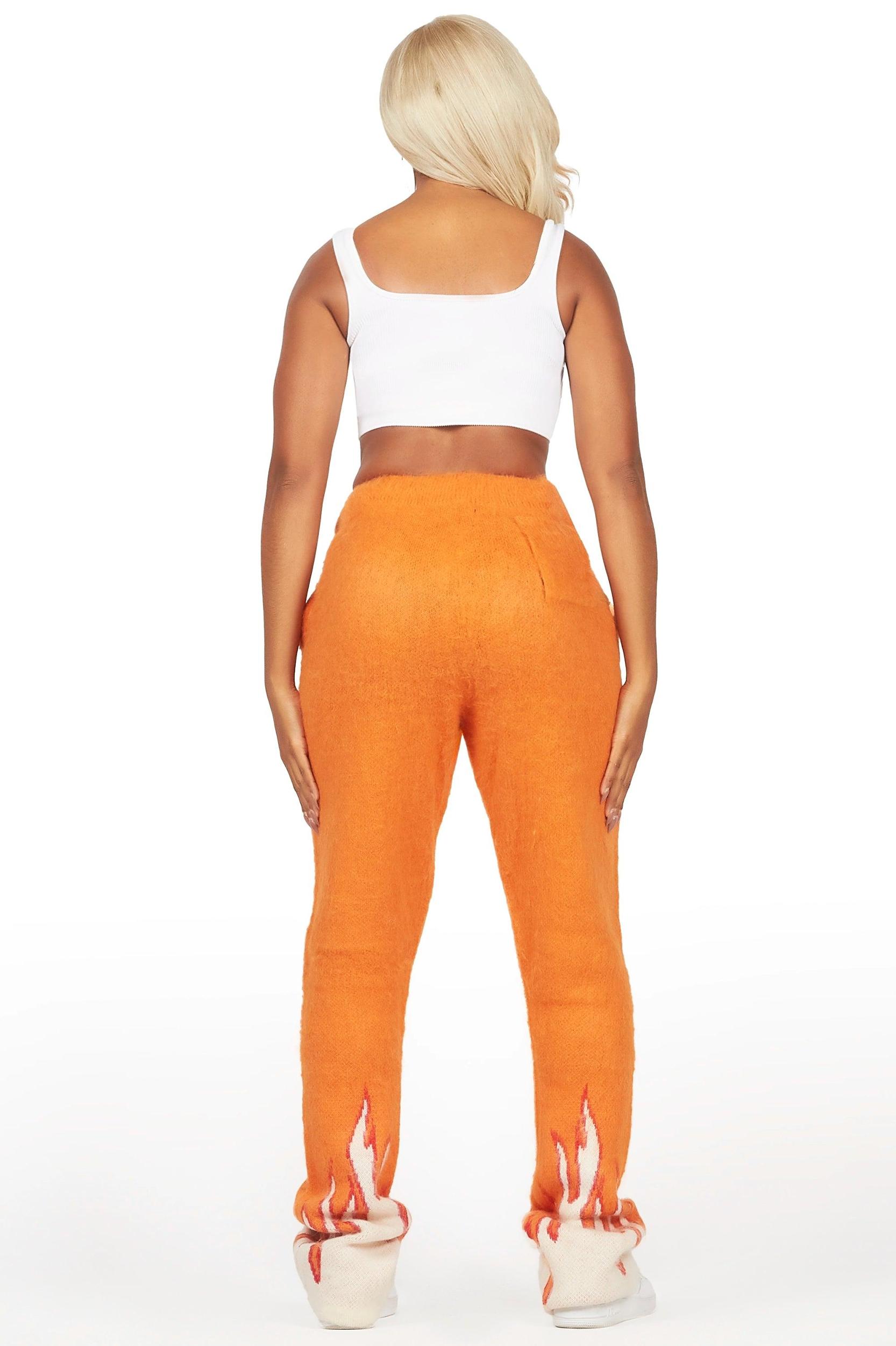 Della Orange Mohair Stacked Track Pant Female Product Image