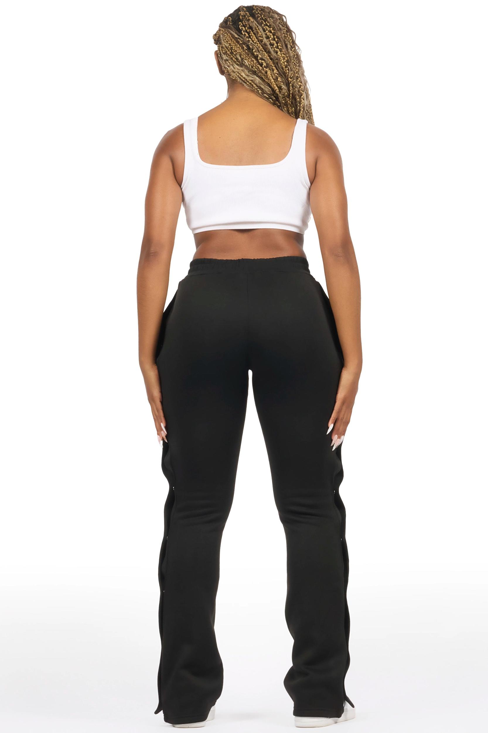 Kenniyah Black Snap Stacked Track Pant Female Product Image