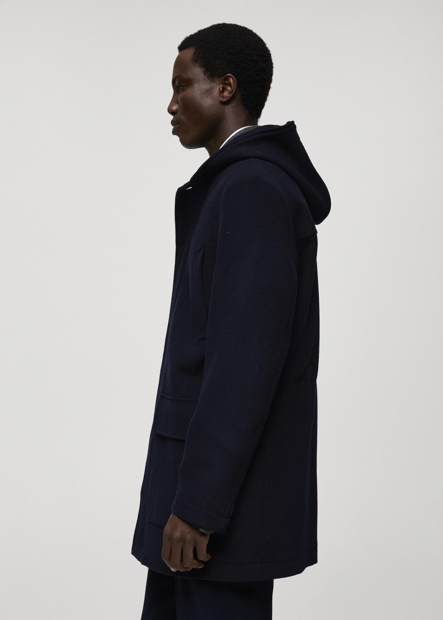 Hooded wool coat - Men | MANGO USA Product Image