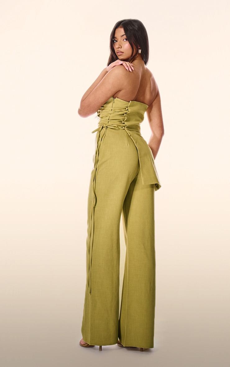 PLT Label Chartreuse Overlay Panel Lace Up Tailored Jumpsuit Product Image