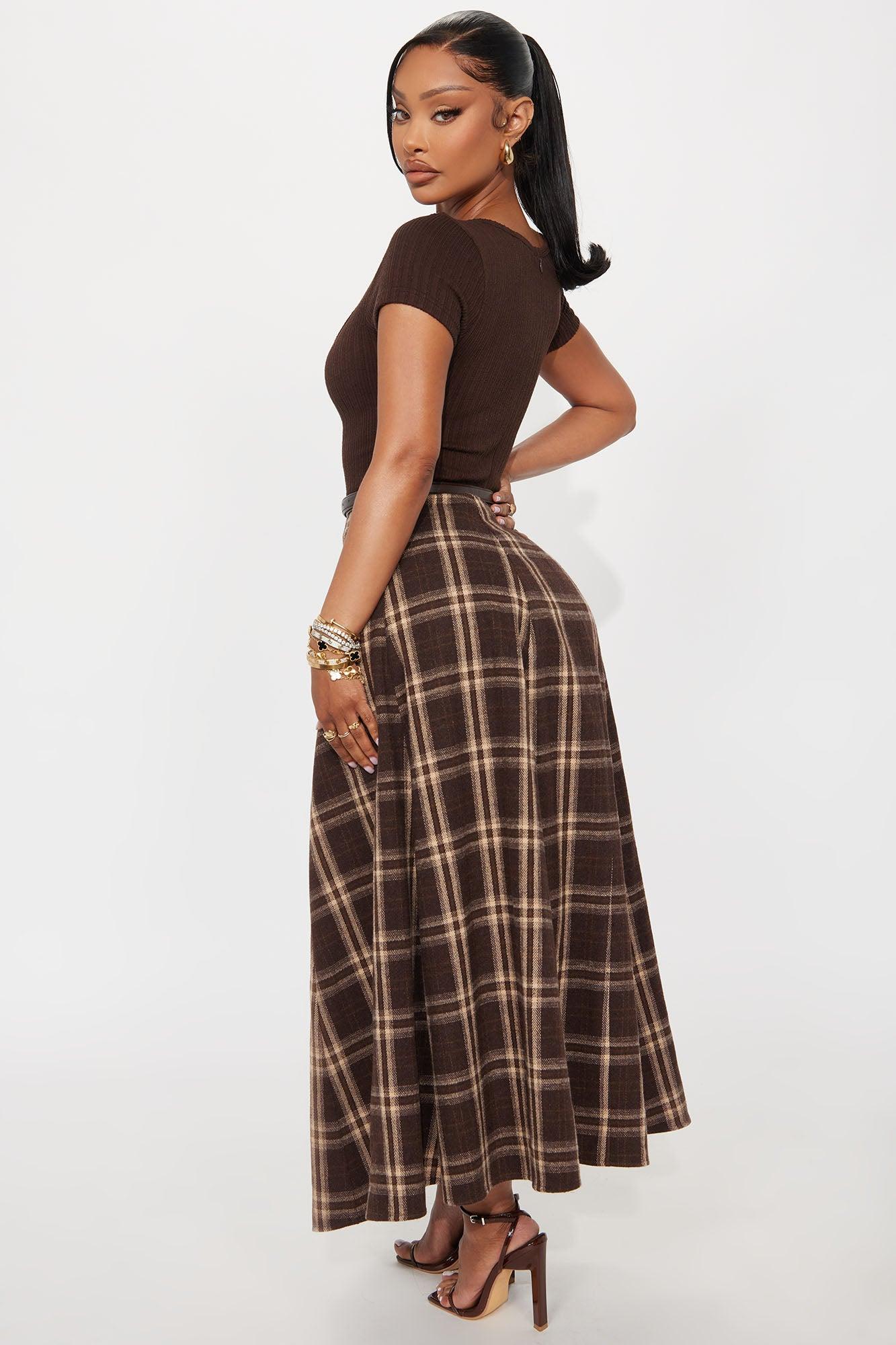 Daphne Plaid Belted Maxi Dress - Brown/combo Female Product Image