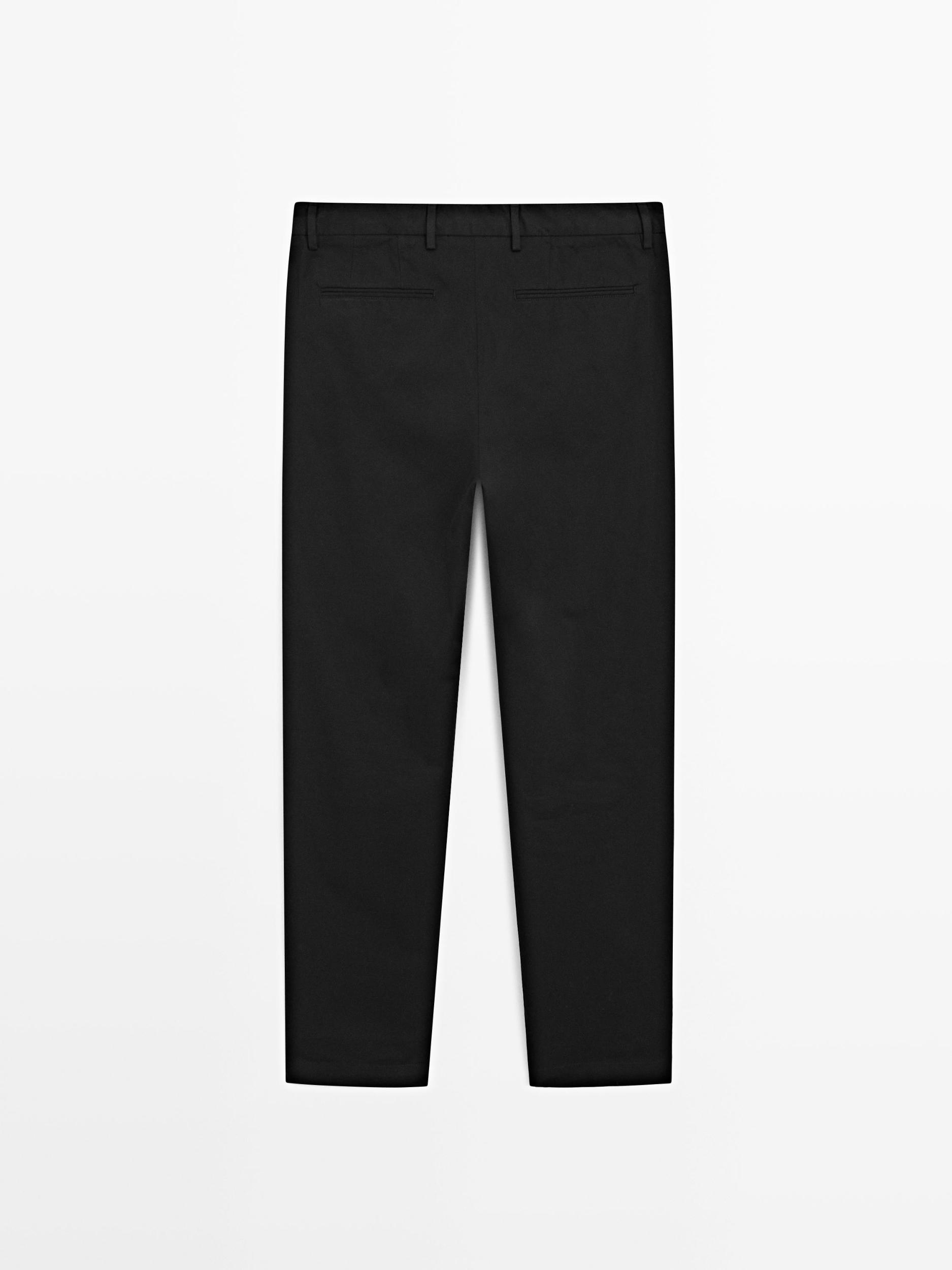 Cotton blend slim fit trousers Product Image