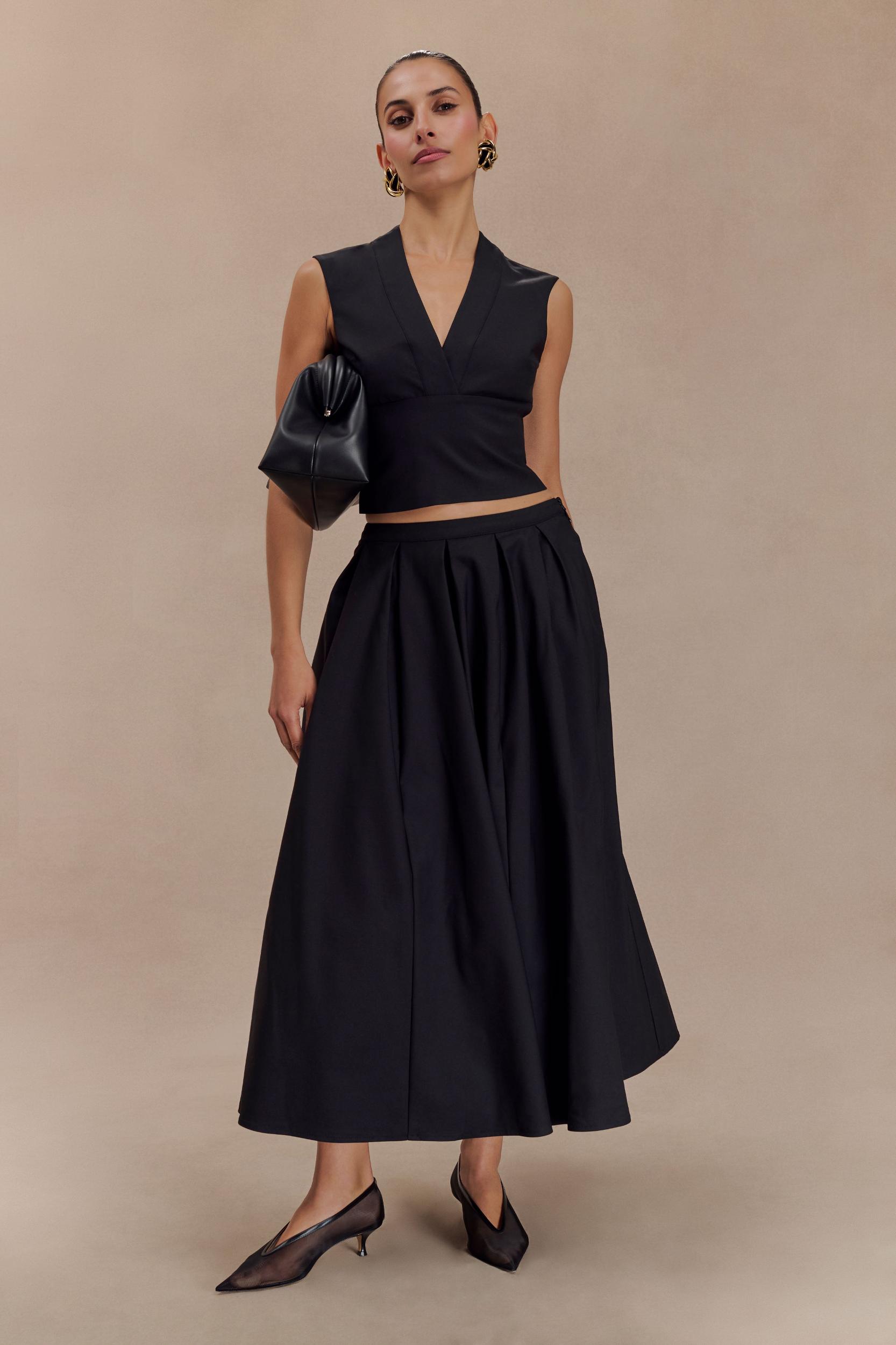 Jemima Cotton Midi Skirt - Black Product Image