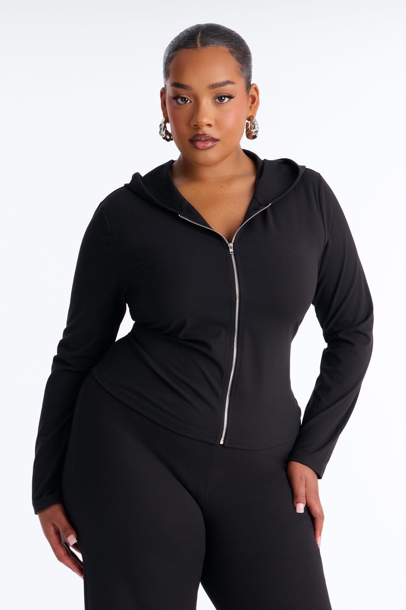 Casual Vibe Zip Up Hoodie Pant Set - Black Female Product Image