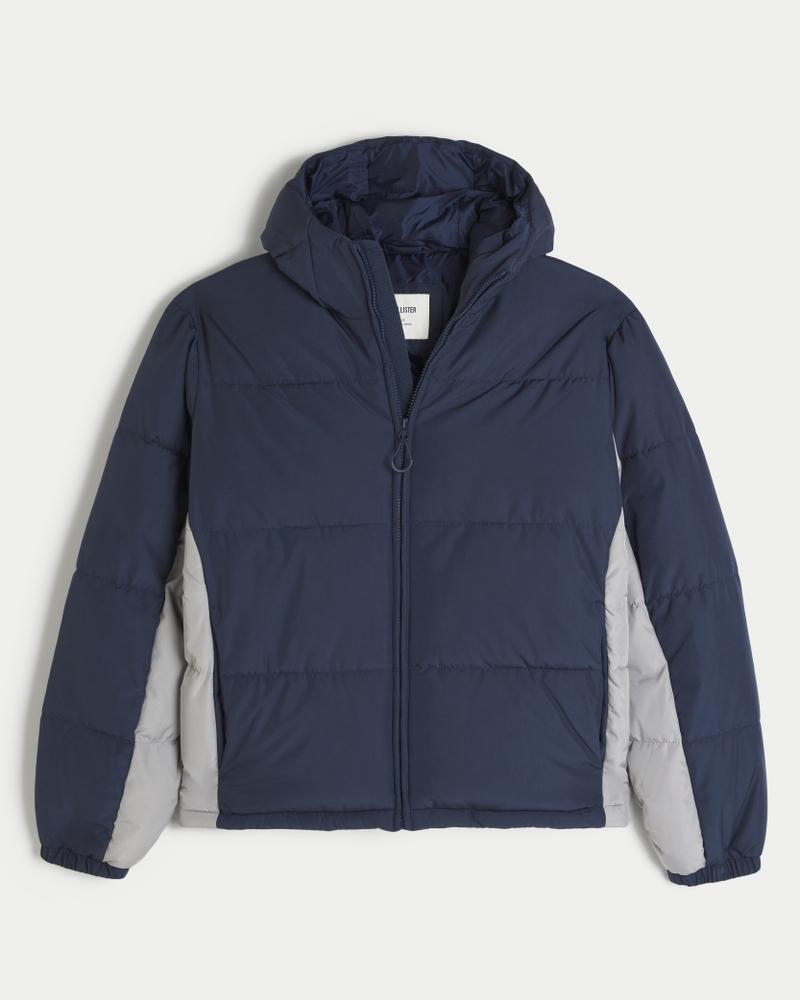 Hooded Colorblock Puffer Jacket Product Image