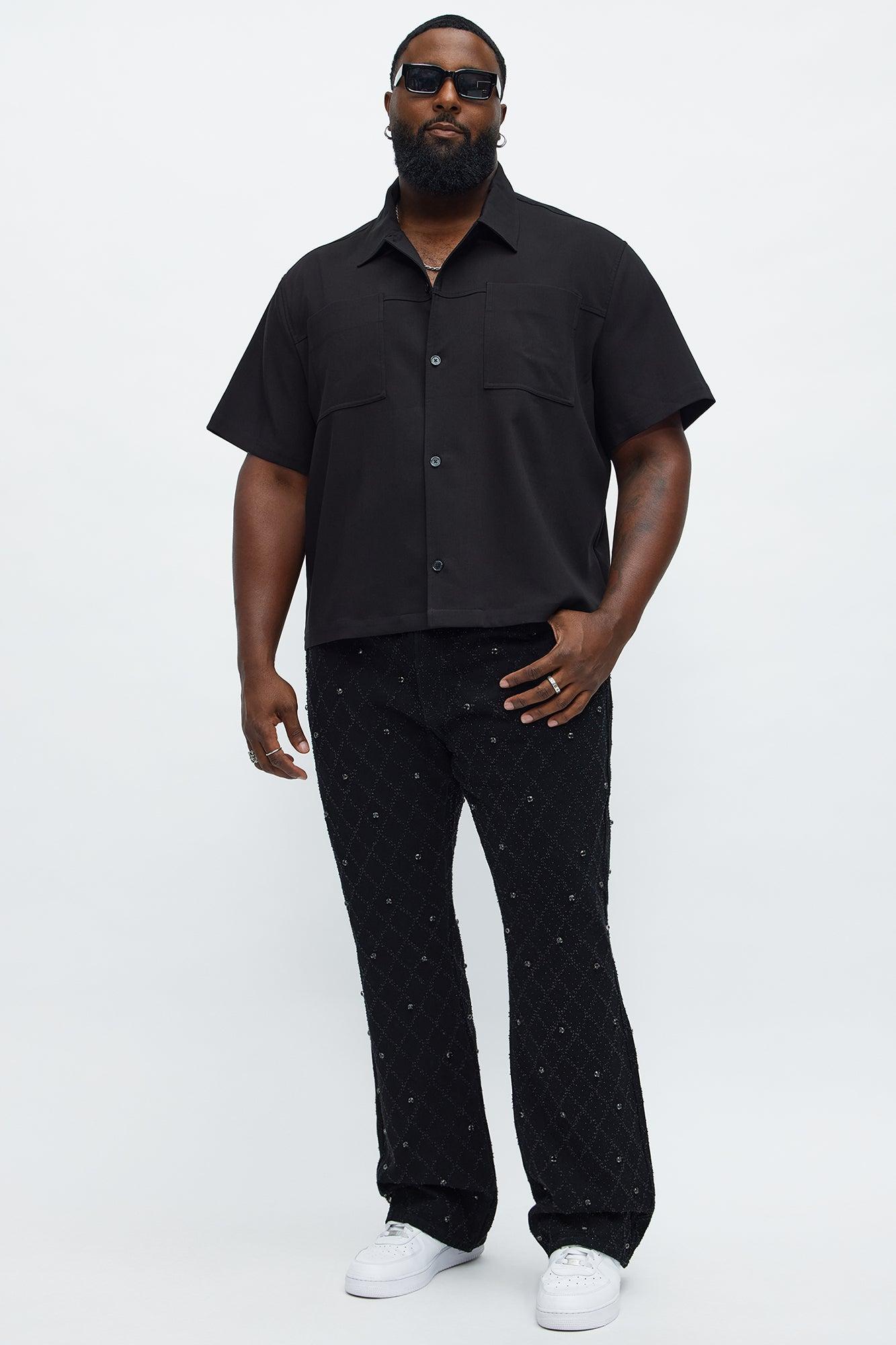 Stacked Slim Flare Wrecked In Jewels Jeans - Black Male Product Image