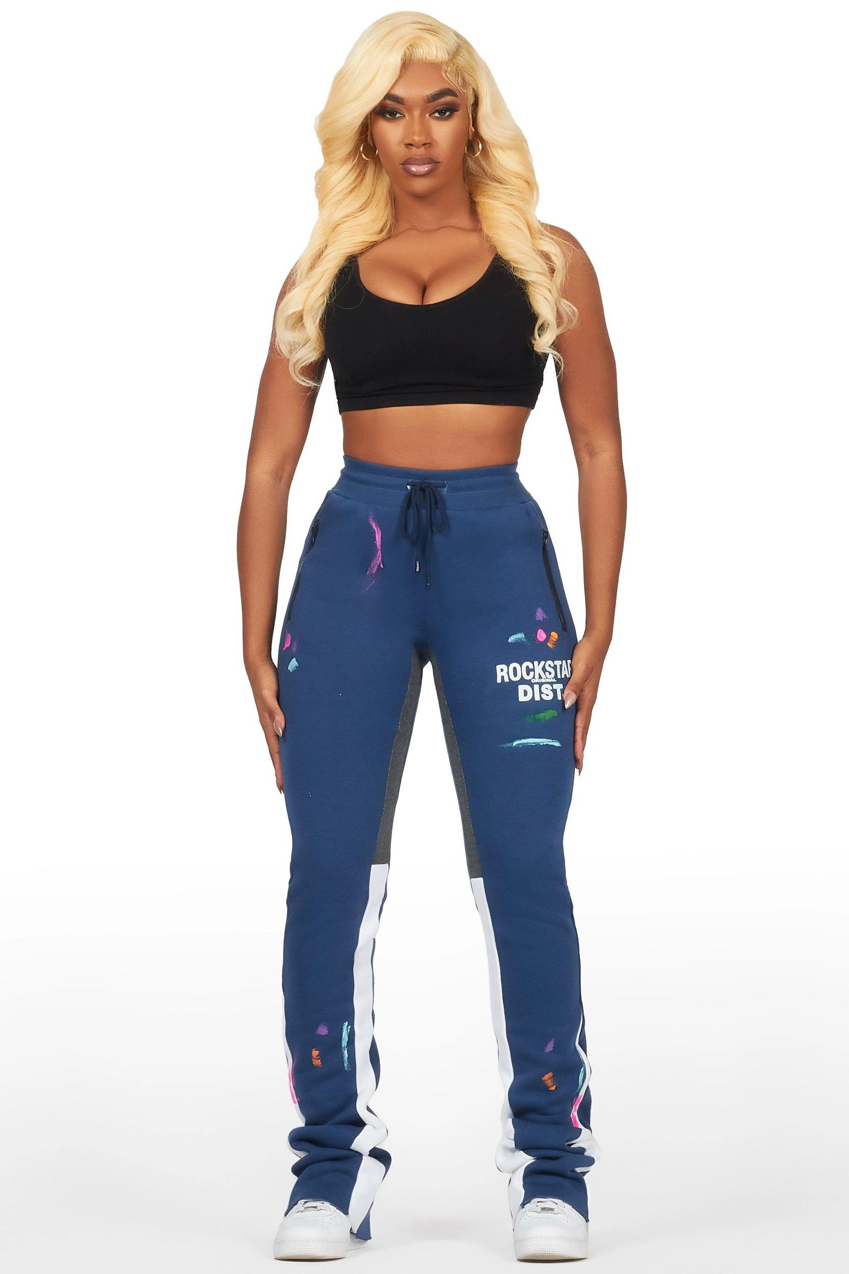 Karenthia Navy Stacked Track Pant Female Product Image