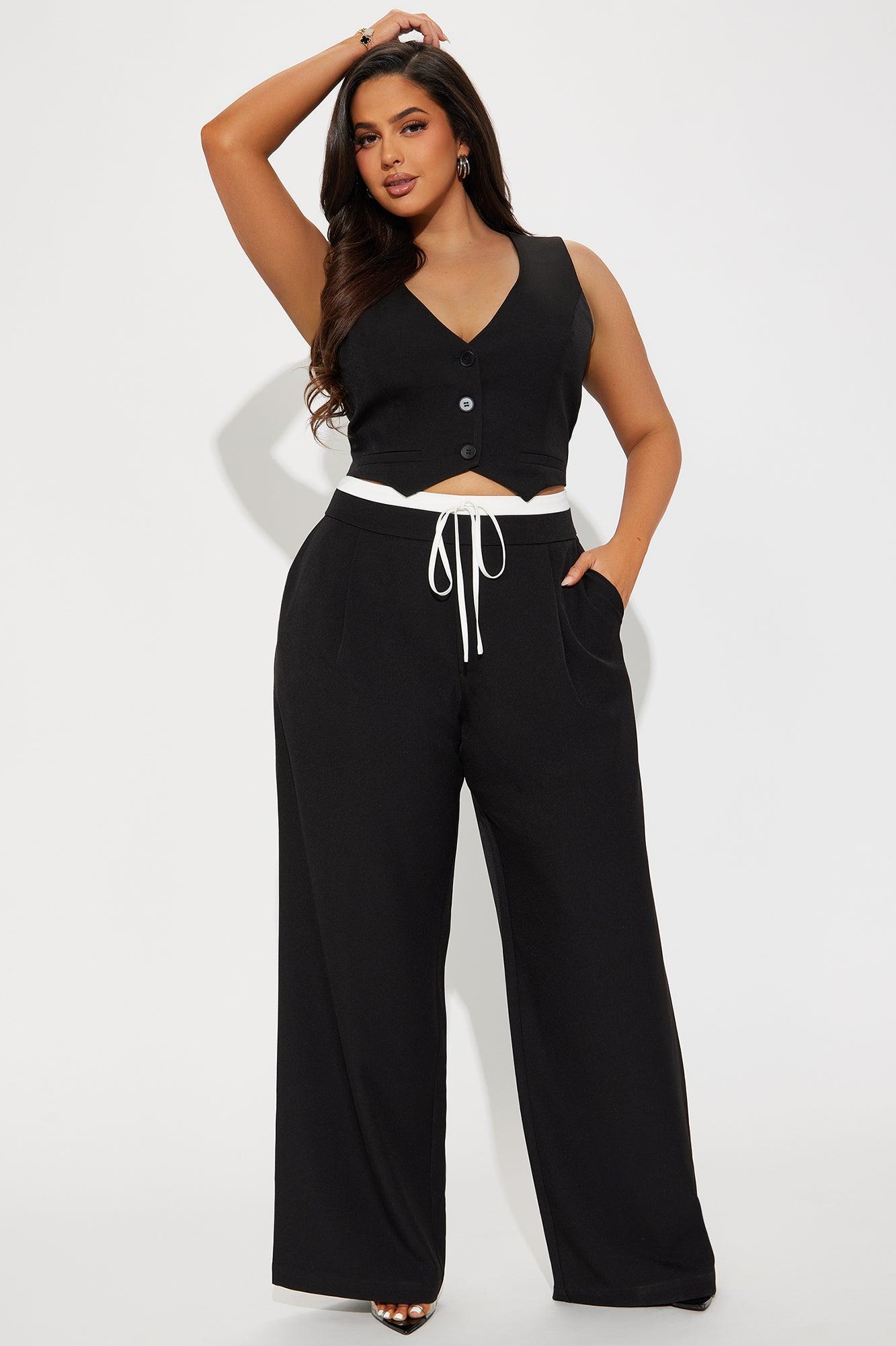 Not Your Boss Vest Pant Set - Black Product Image