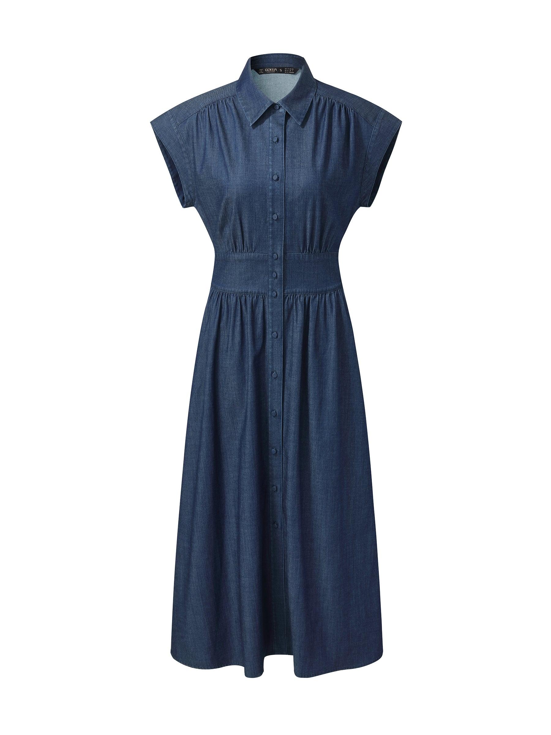 Denim Stretch Women Maxi Shirt Dress Product Image